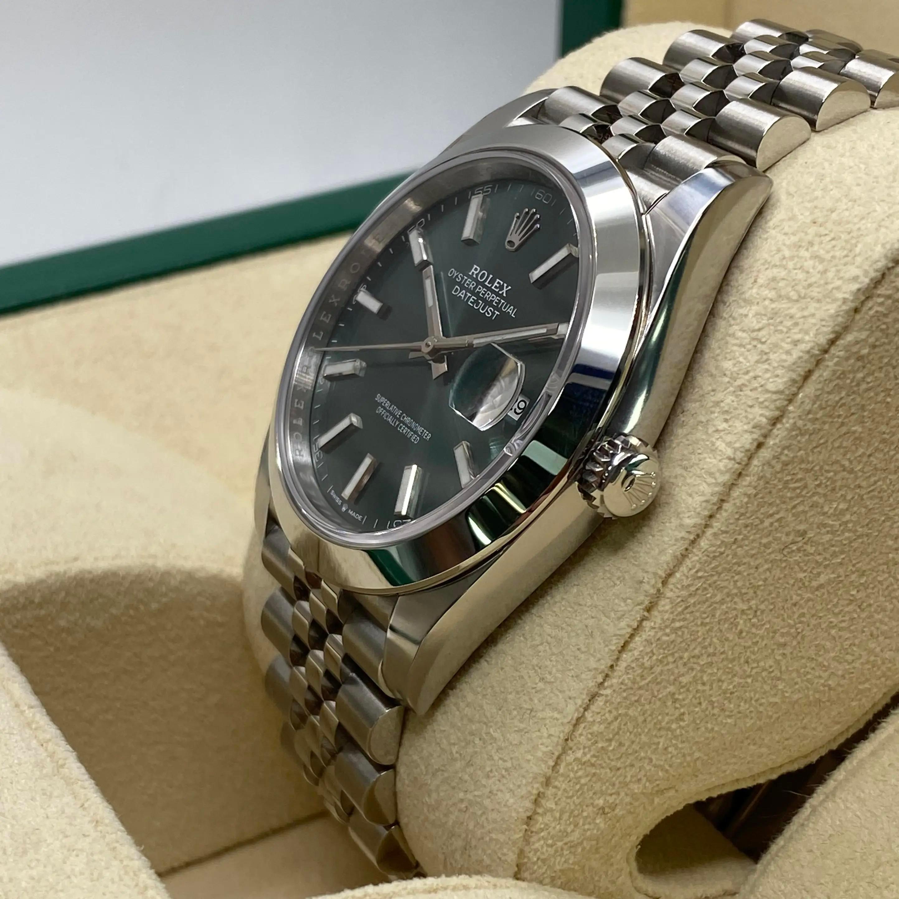 Unworn Rolex Datejust 41mm Steel Mint Green Dial Automatic Mens Watch 126300 For Sale 7