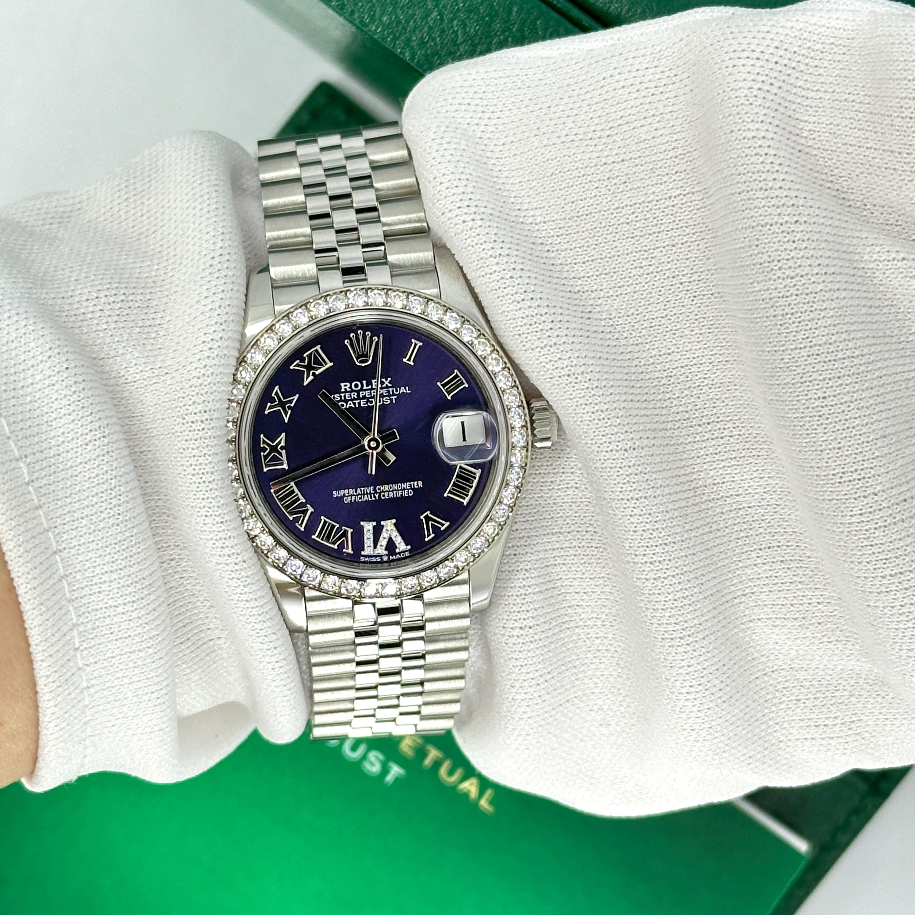 Ungetragene Rolex Datejust Aubergine Jubilee Reference# 278384rbr, Komplettset, 2025 im Angebot 12