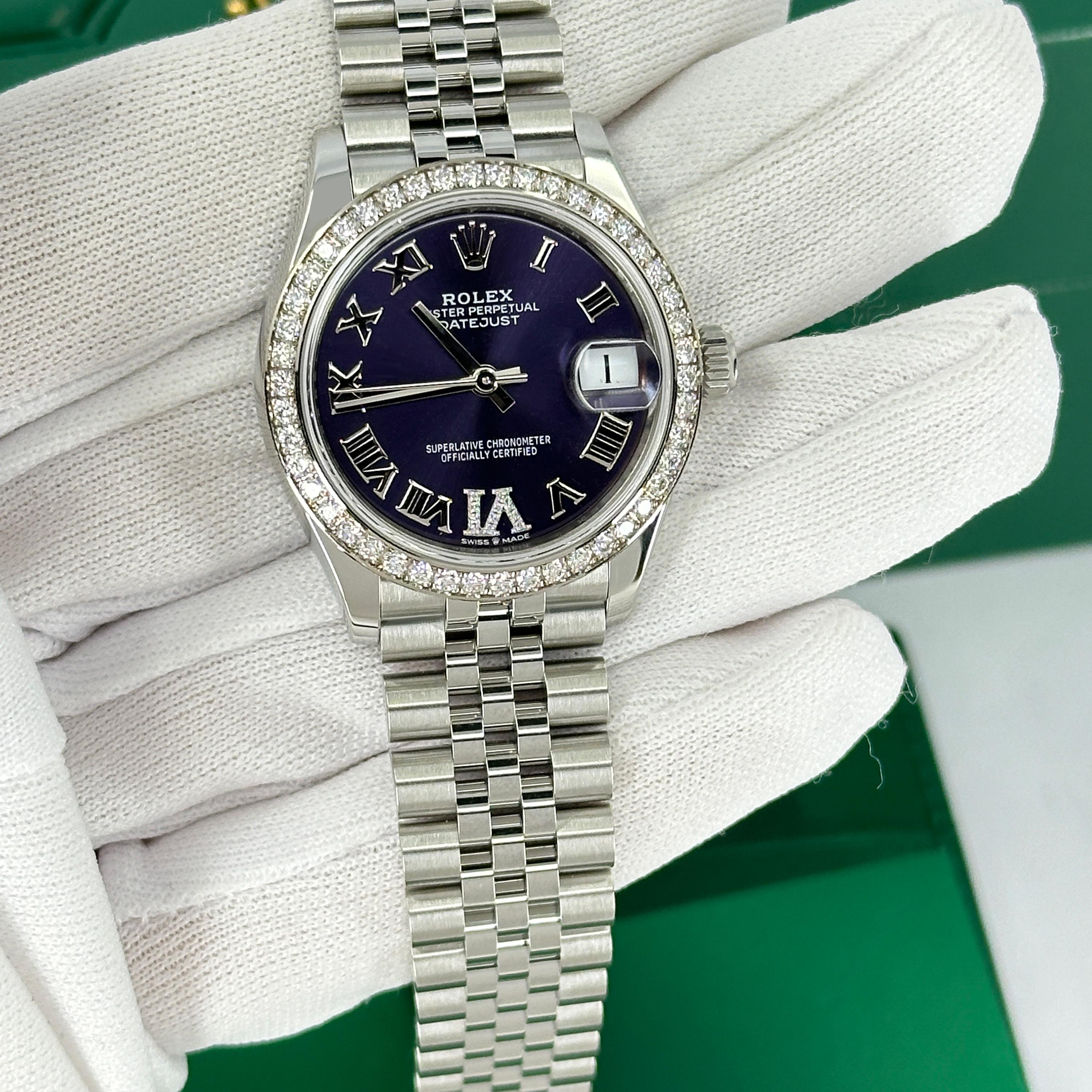 Ungetragene Rolex Datejust Aubergine Jubilee Reference# 278384rbr, Komplettset, 2025 im Angebot 13