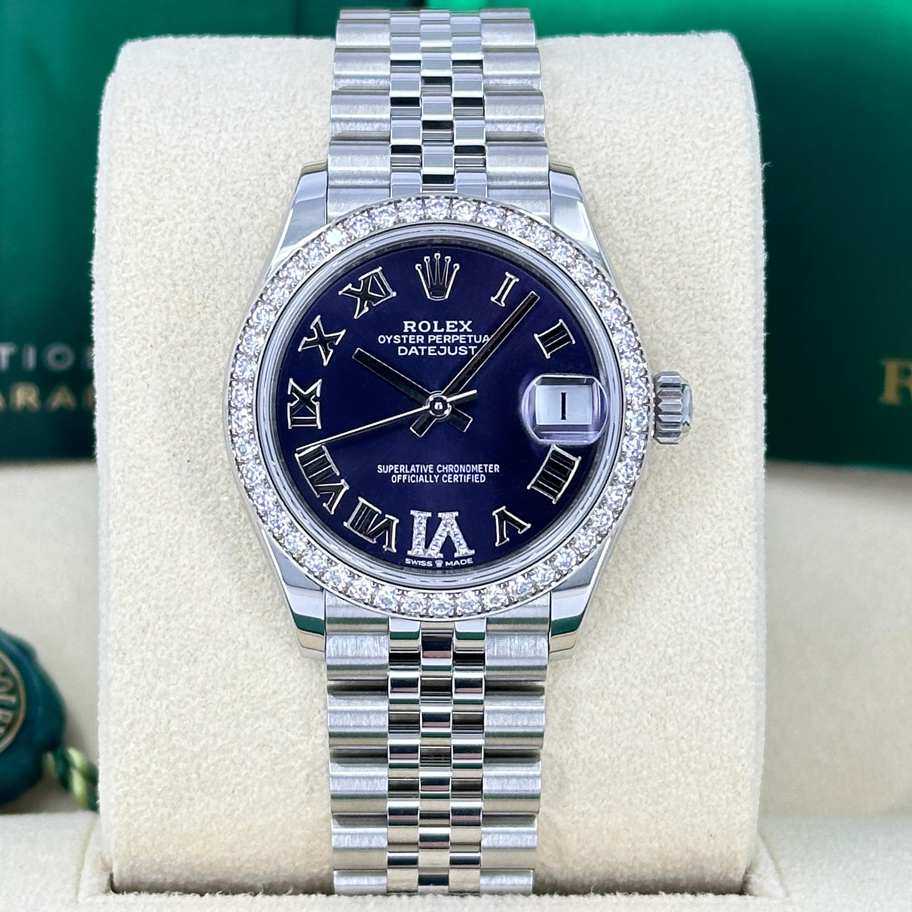 Ungetragene Rolex Datejust Aubergine Jubilee Reference# 278384rbr, Komplettset, 2025 im Zustand „Neu“ im Angebot in New York, NY