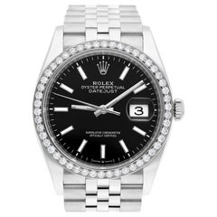 Ungetragene Rolex Datejust Schwarz 36mm Edelstahl Jubiläumsuhr 126234 komplett