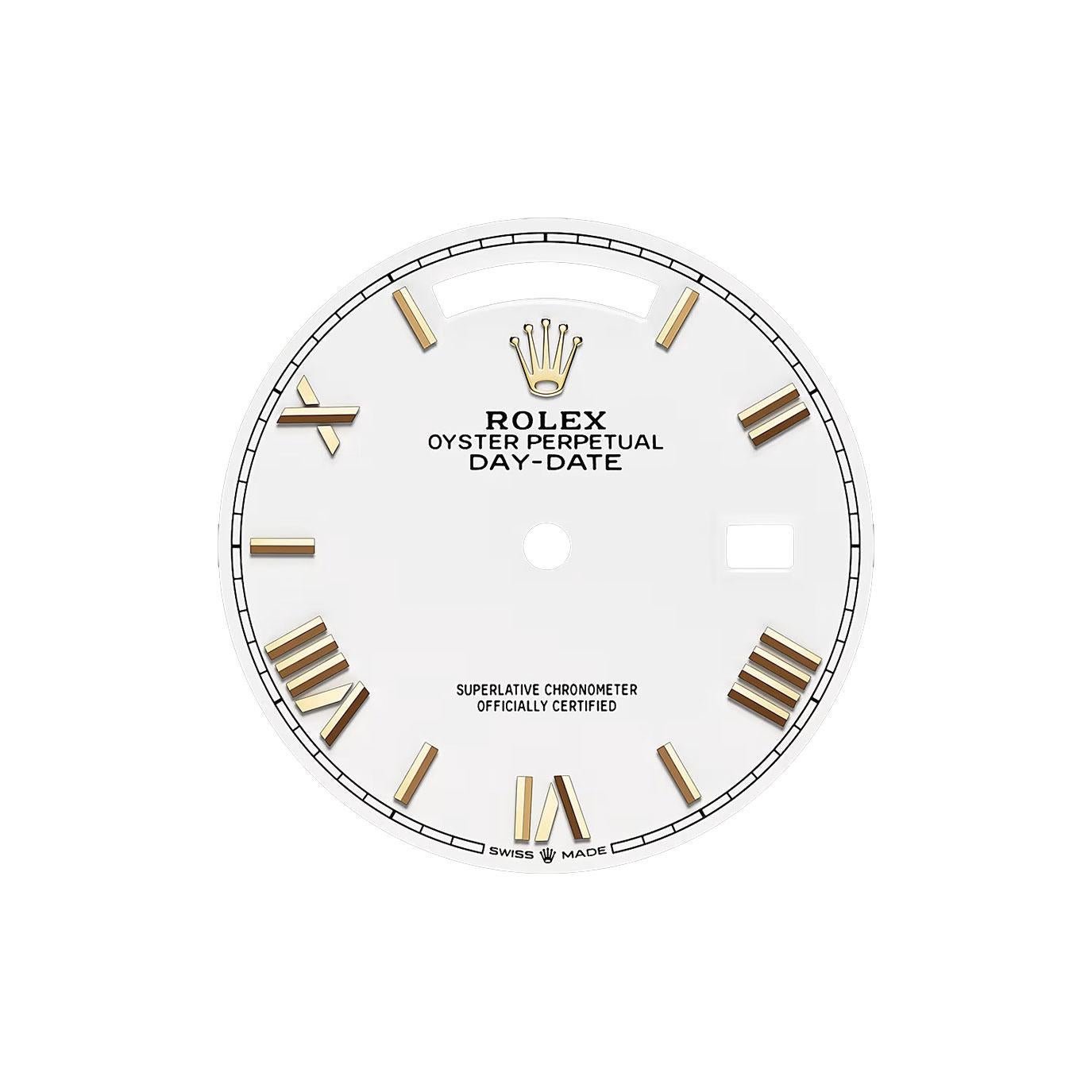 The Rolex Day-Date 36 Ref. 128238 stands as an enduring symbol of sophistication, embodying the perfect blend of tradition, innovation, and luxury. Crafted entirely from 18k yellow gold, this 36mm masterpiece showcases Rolex’s renowned artistry and