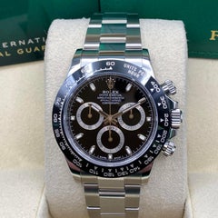 Unworn Rolex Daytona Chronograph Steel Ceramic Black Dial Watch 116500LN B/P