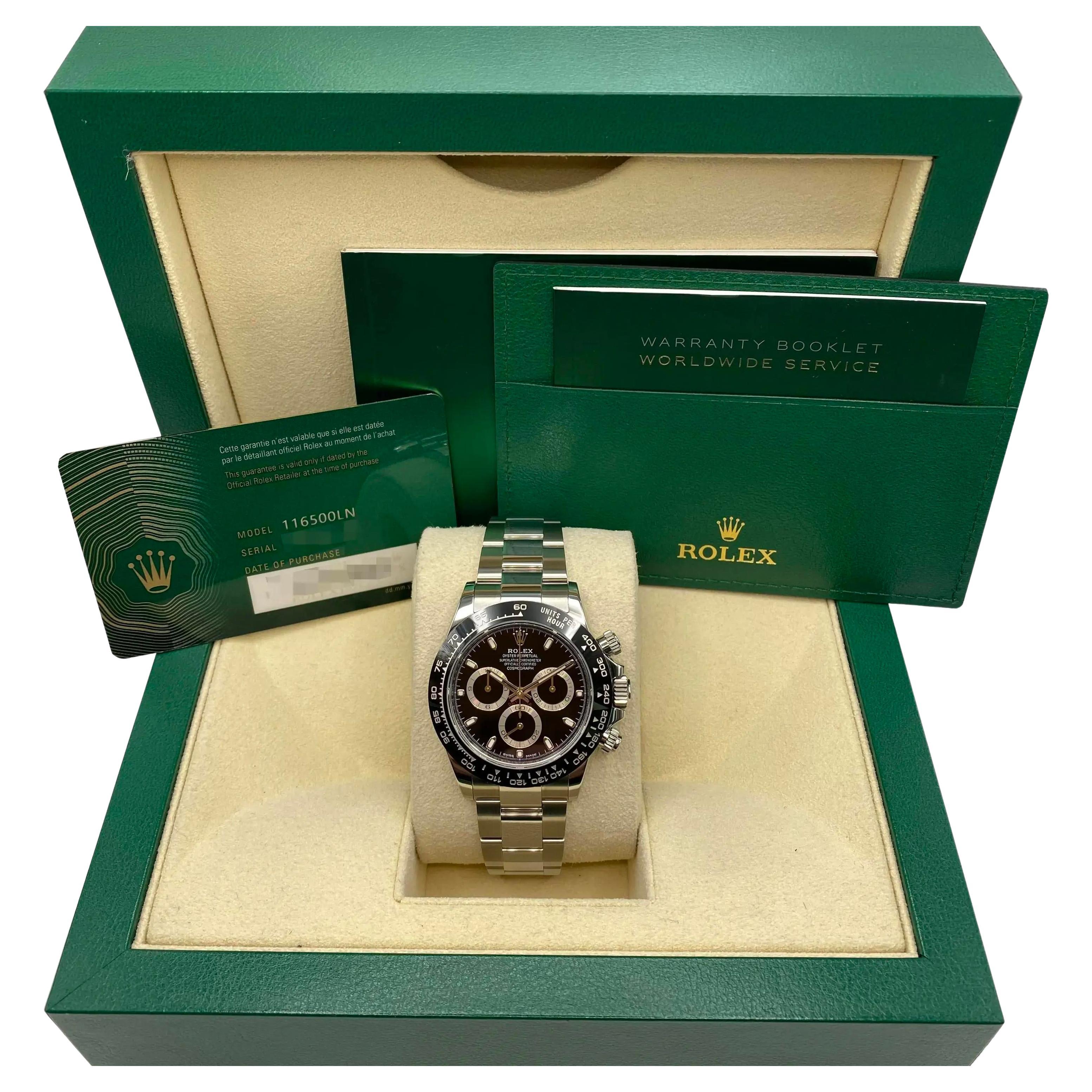 Rolex Daytona Chronograph Acciaio Ceramica Quadrante Nero Orologio non indossato 116500LN B. B.