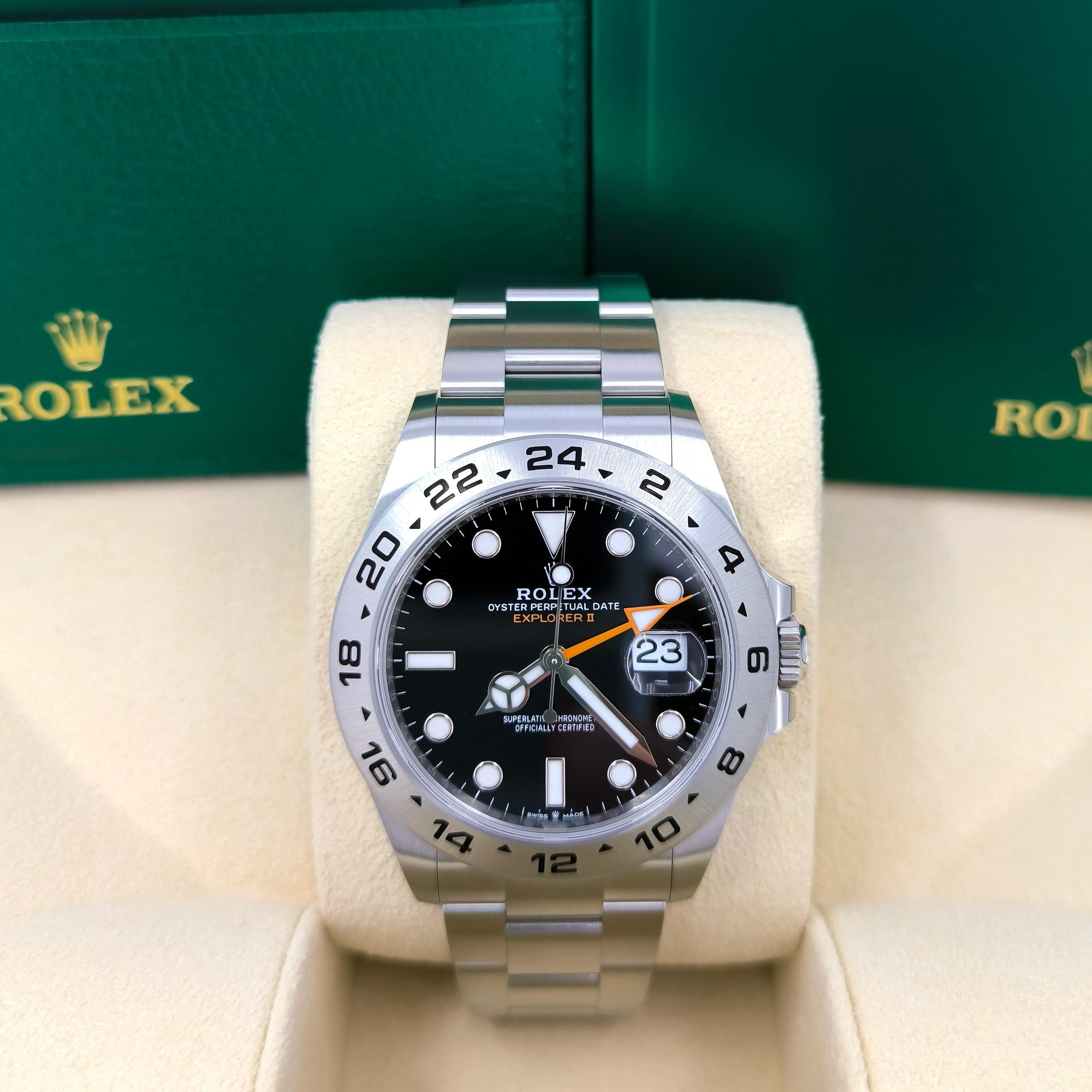 The Rolex Explorer II Ref. 226570-0002 is the ultimate expression of adventure, precision, and endurance. Designed for those who push beyond boundaries, this unworn 42mm timepiece is crafted from robust Oystersteel, ensuring exceptional durability