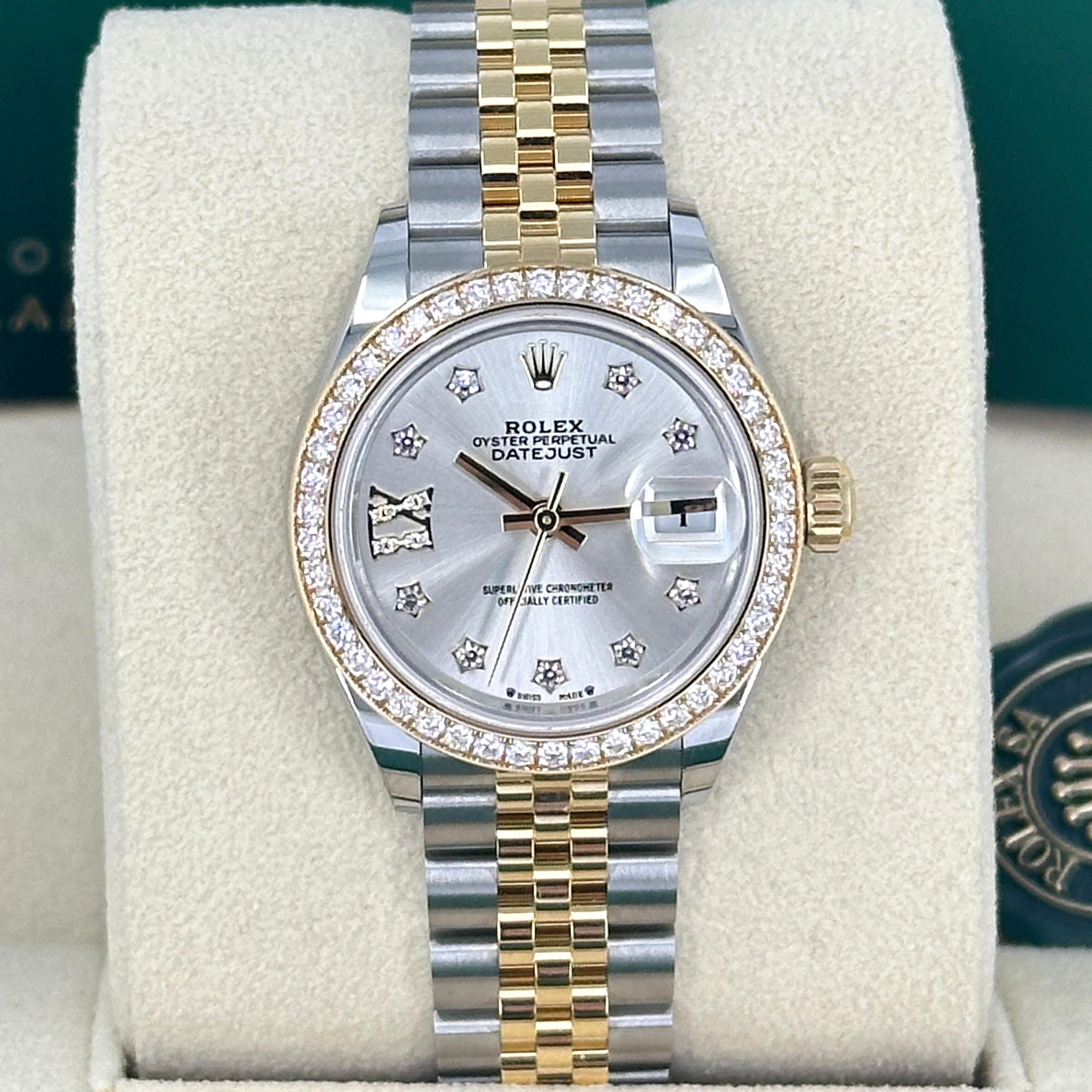 Rolex Lady-Datejust 279383RBR-0003 – Yellow Rolesor Luxury with Diamond Bezel and Silver Dial

The Rolex Lady-Datejust 279383RBR-0003 exudes graceful sophistication and radiant luxury in a compact and elegant 28mm case. Crafted from Yellow Rolesor—a