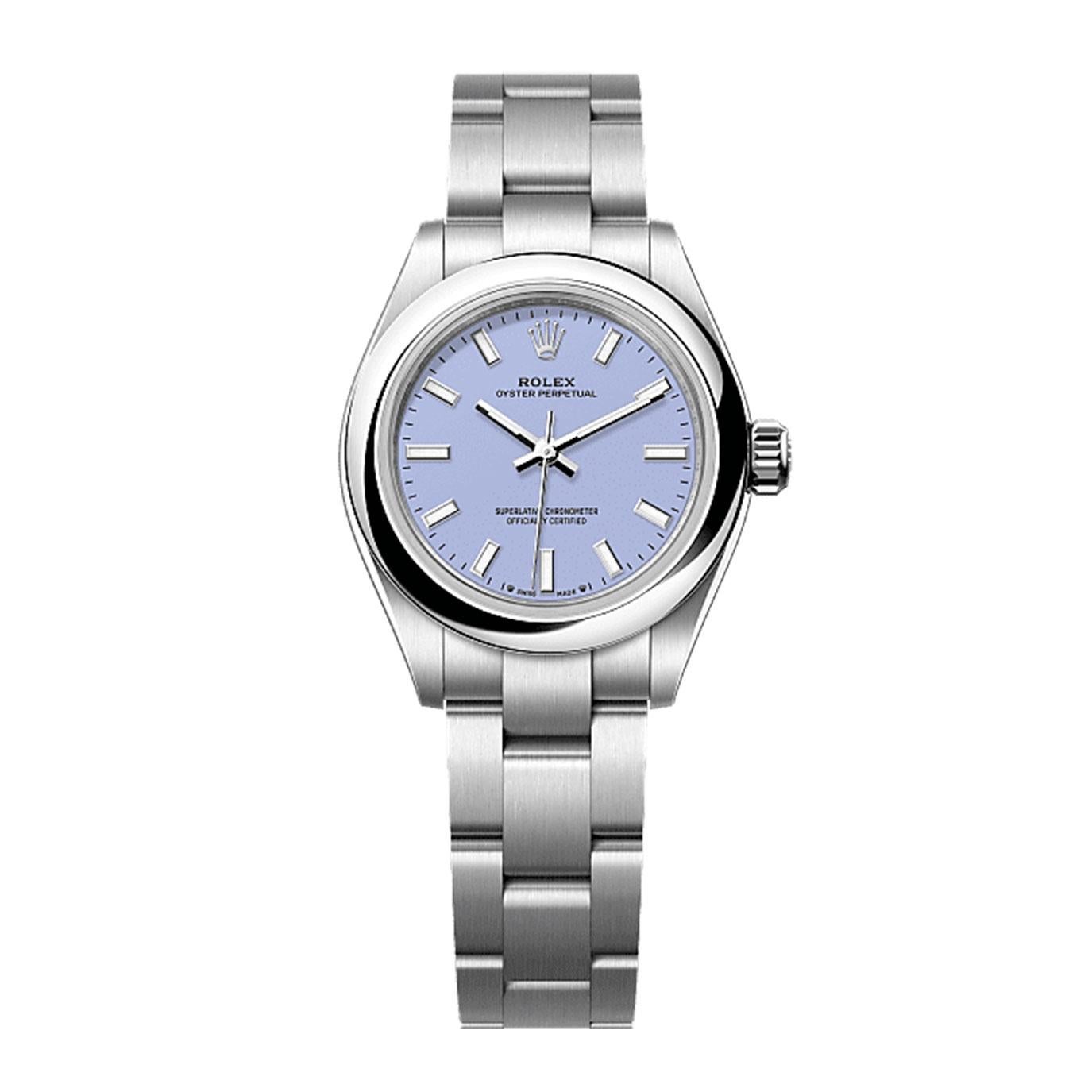 Introducing the unworn Rolex Oyster Perpetual 28, reference 276200-0008, a timepiece that captures the essence of elegance, precision, and modern refinement. With its 28mm Oystersteel case, this watch embodies strength and durability while