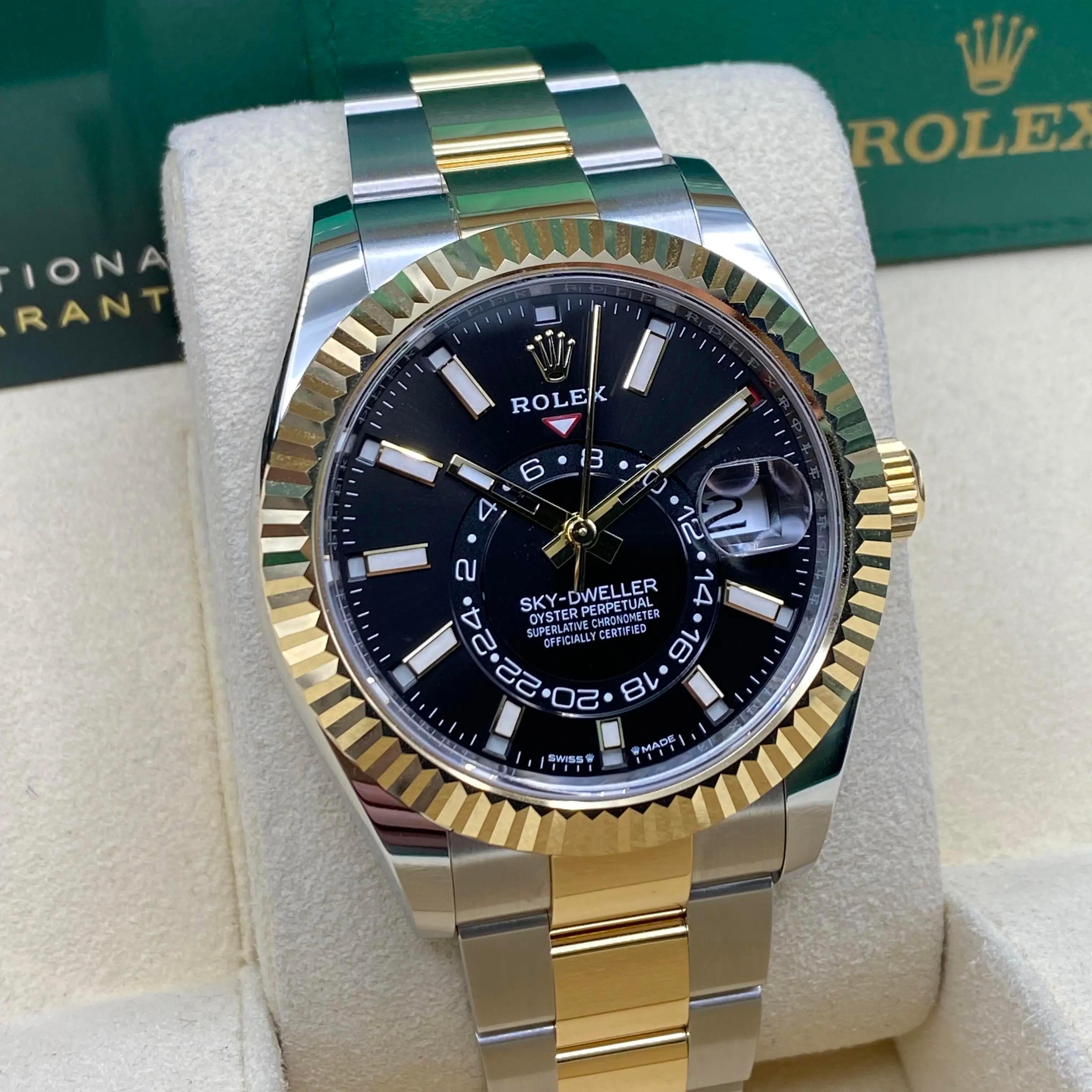 Unworn. It comes with an original box and paper. 5-year Rolex warranty.