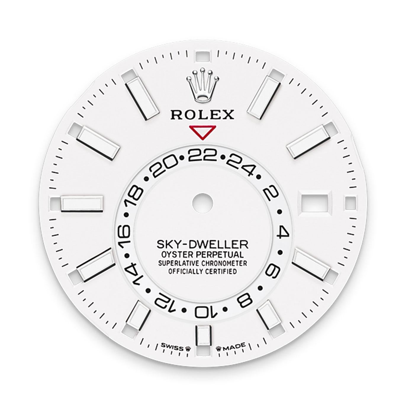 El Rolex Sky-Dweller Ref. 336934-0003 es una maravilla moderna de innovación relojera y diseño refinado, creada para el viajero global exigente. Presentada en 2023, esta obra maestra de 42 mm está fabricada en Rolesor Blanco, la elegante fusión del