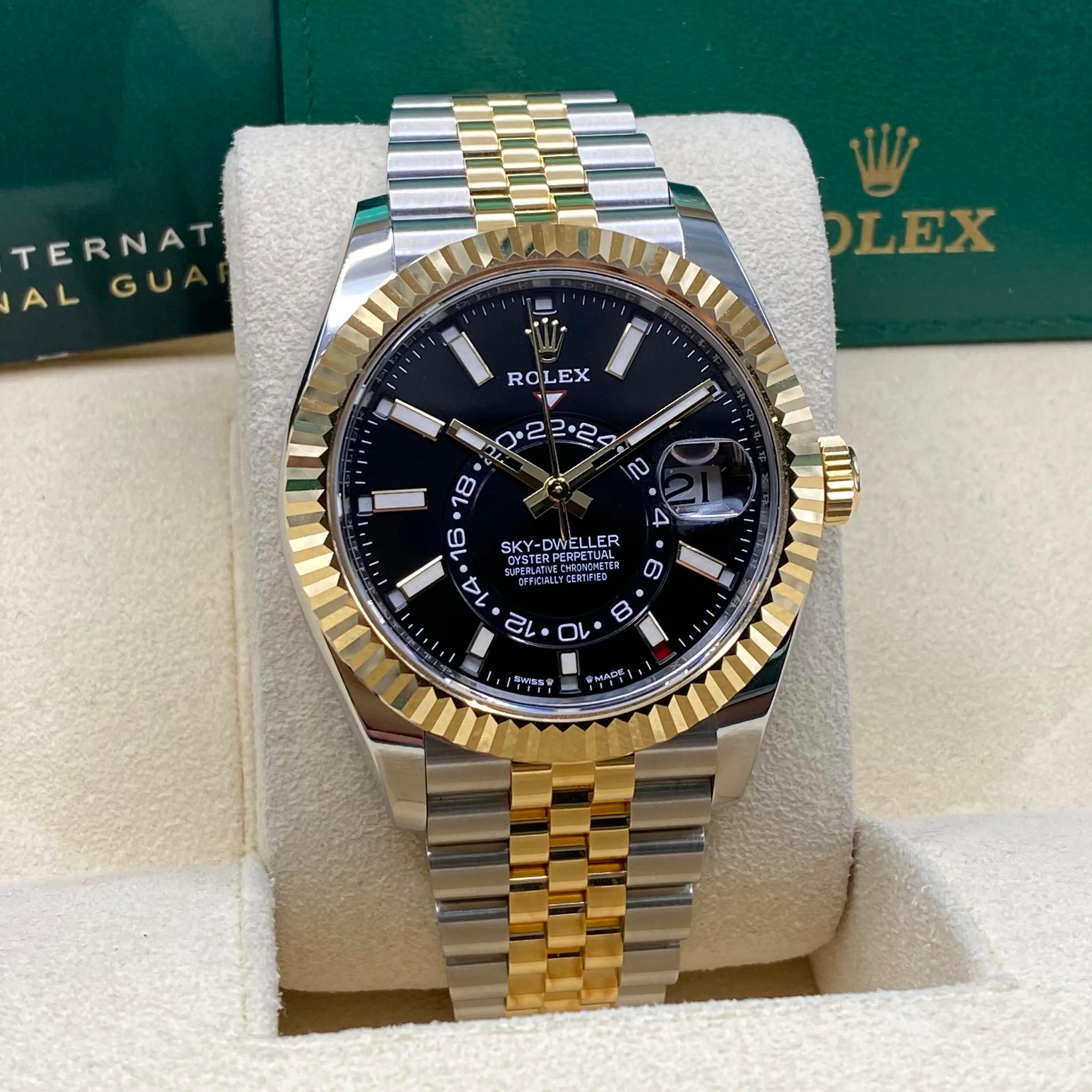 Unworn. It comes with an original box and papers. 5-year Rolex warranty.