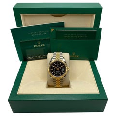 Unworn Rolex Sky-Dweller Jubilee Yellow Gold Steel Black Dial Watch B&P 336933