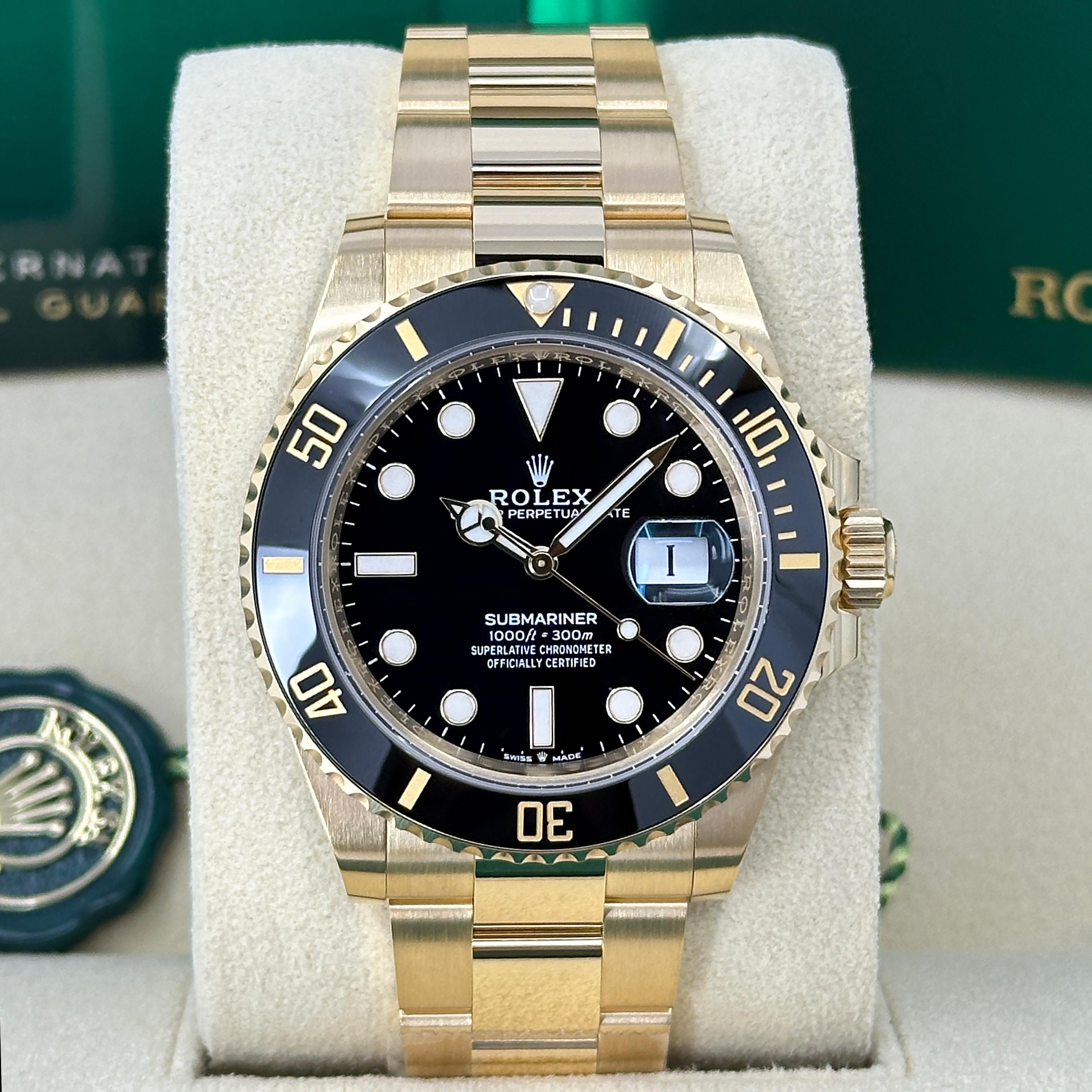 Rolex Submariner Date 126618LN – Full 18k Yellow Gold Black Dial Dive Watch

The Rolex Submariner Date 126618LN is the pinnacle of underwater luxury—crafted entirely in solid 18k yellow gold and matched with a striking black Cerachrom bezel and
