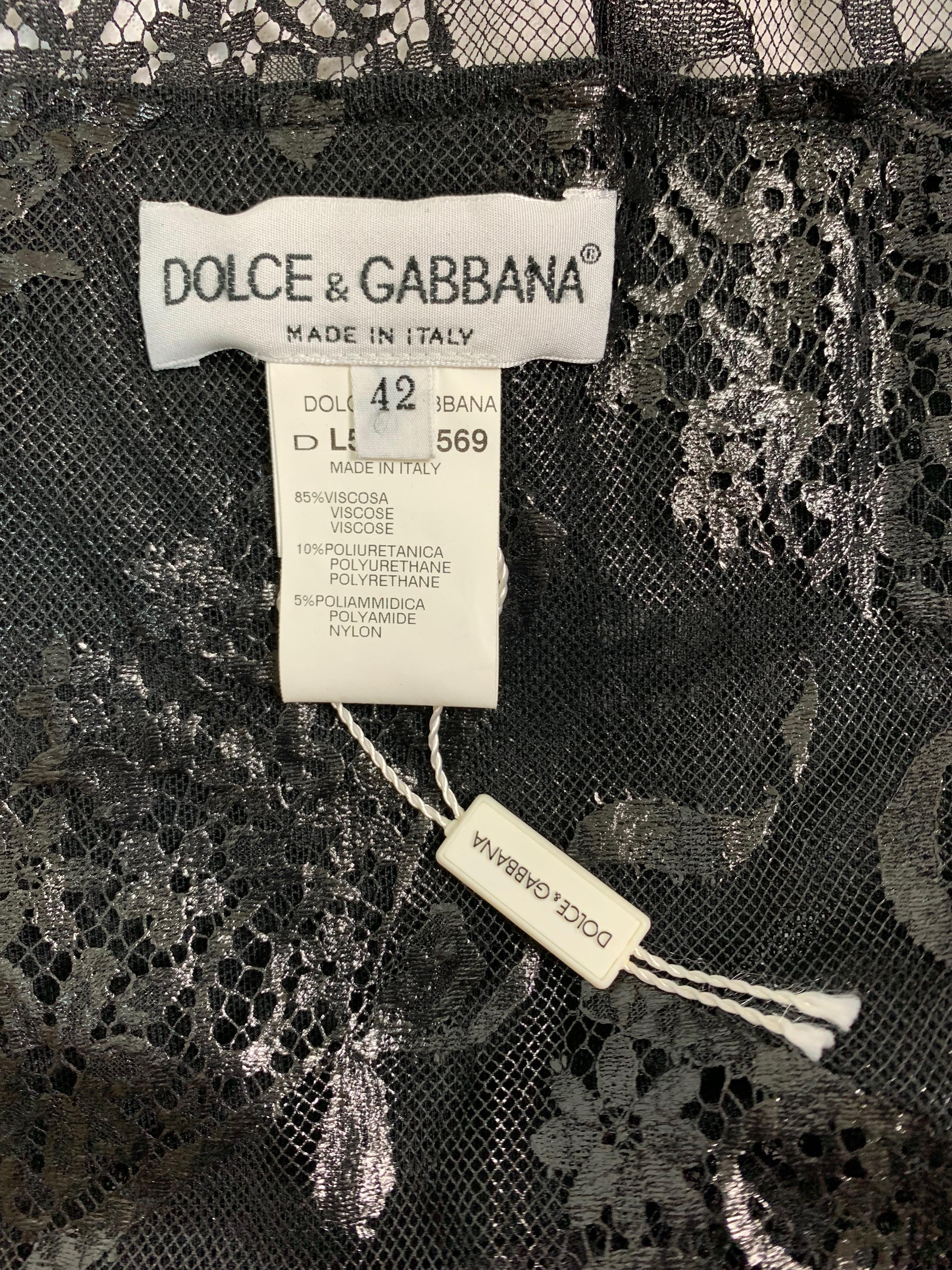 Women's Unworn S/S 1999 Dolce & Gabbana Runway Black Lacquer Lace Coat Dress
