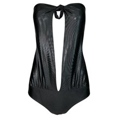 Maillot de bain noir sans bretelles à décolleté plongeant Yves Saint Laurent S/S 2000 non porté