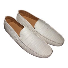 UNWORN Tod's Gommino Moccasins Loafers Matte Alligator Crocodile Skin 10