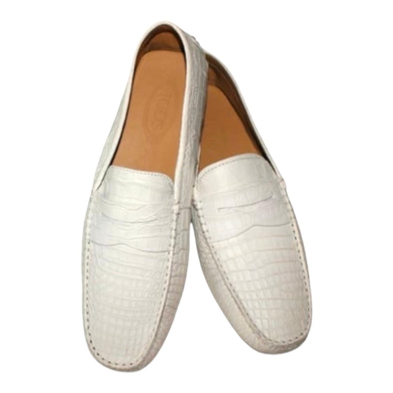 UNWORN Tod's Gommino Moccasins Loafers Matte Alligator Crocodile