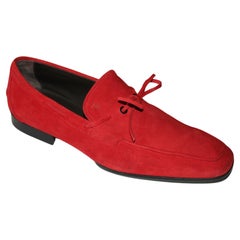 UNWORN Tod's Red Suede Leather Gommino Driving Moccasins Loafers 11