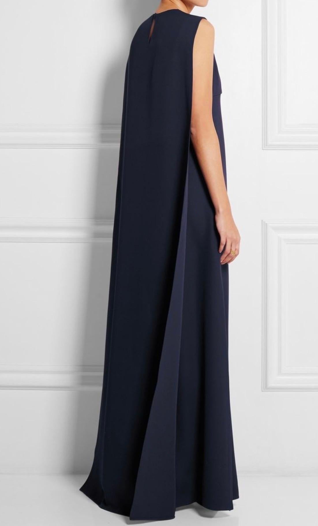 UNWORN Valentino Midnight Blue Silk Evening Cape Gown Dress 4 For Sale 1