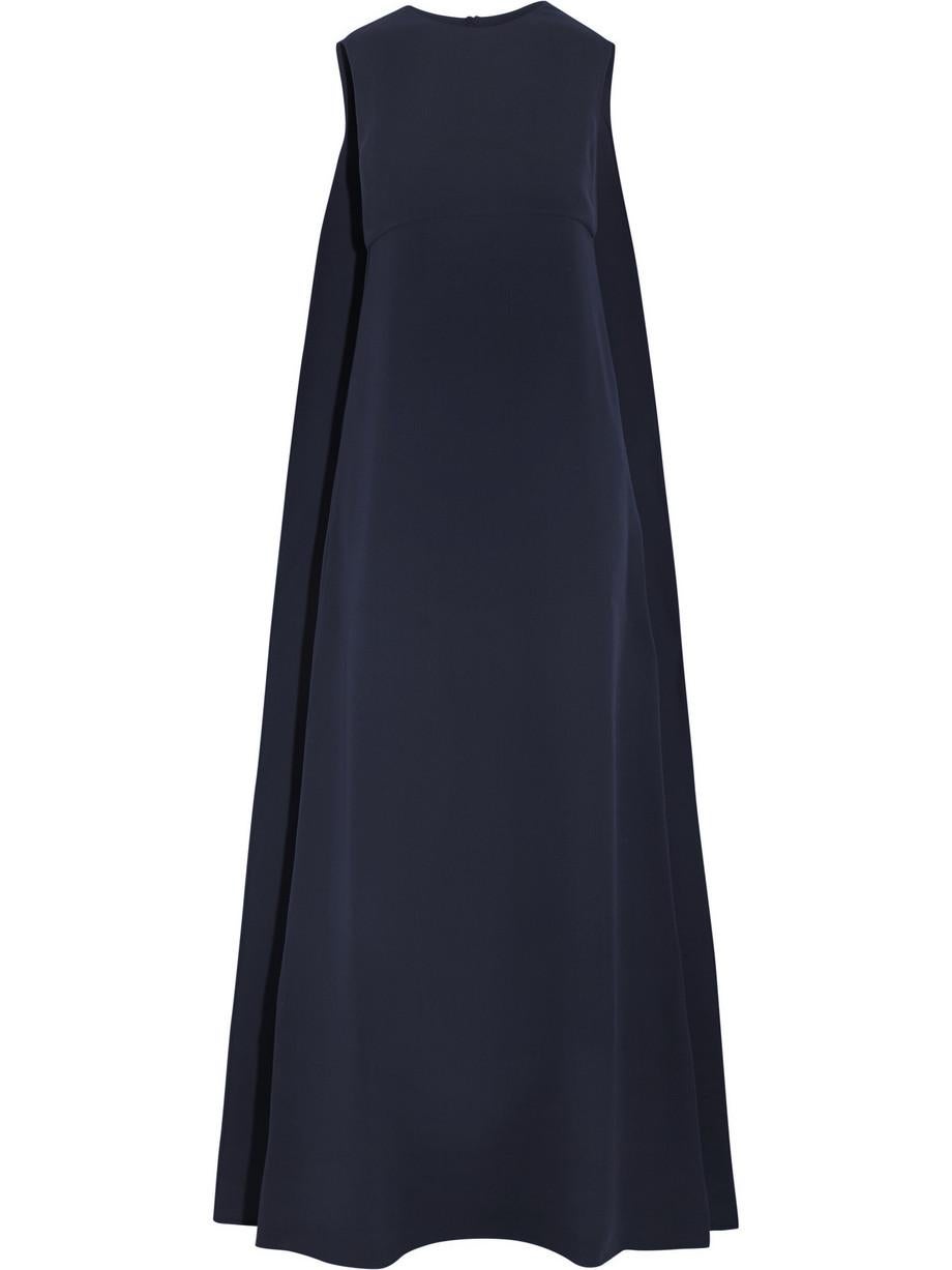 UNWORN Valentino Midnight Blue Silk Evening Cape Gown Dress 4 For Sale 5