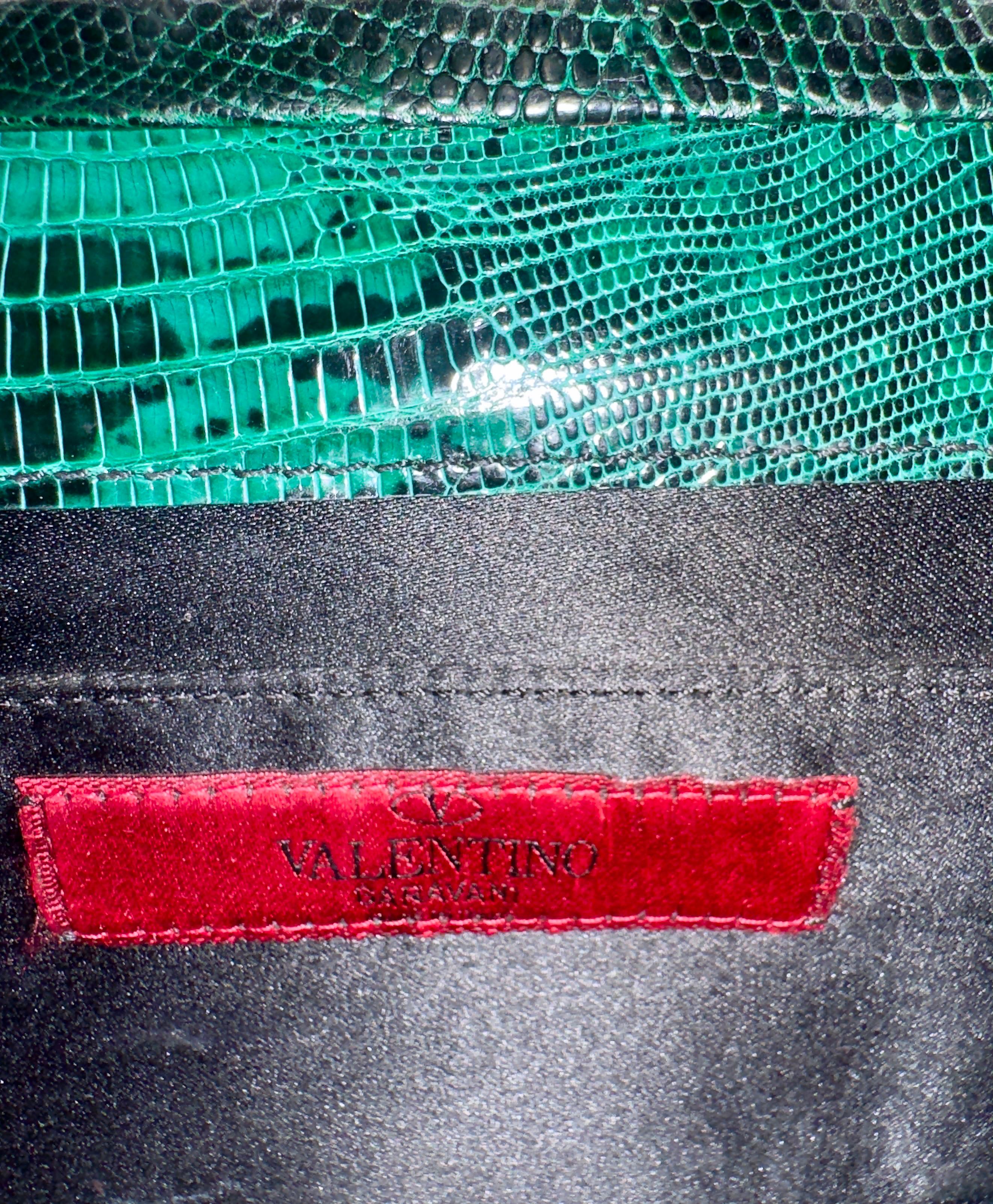 UNWORN VALENTINO Rare Exotic Lizard Skin Evening Crystal Clutch Bag - Full Set For Sale 10