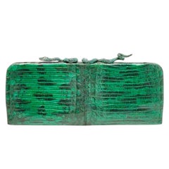 UNWORN VALENTINO Rare Exotic Lizard Skin Evening Crystal Clutch Bag - Full Set