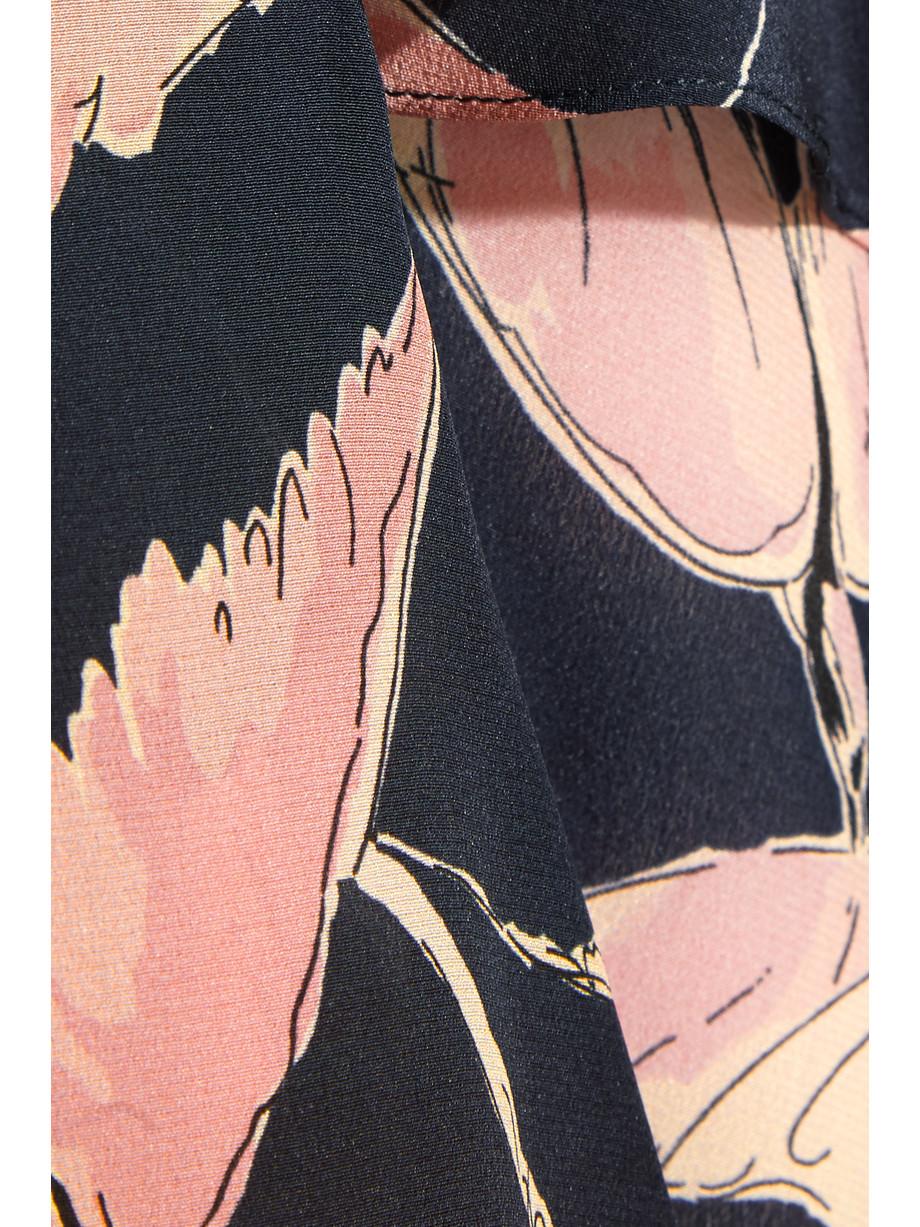 UNWORN Valentino Silk Tropical Birds Print Cape Dress 8 For Sale 1