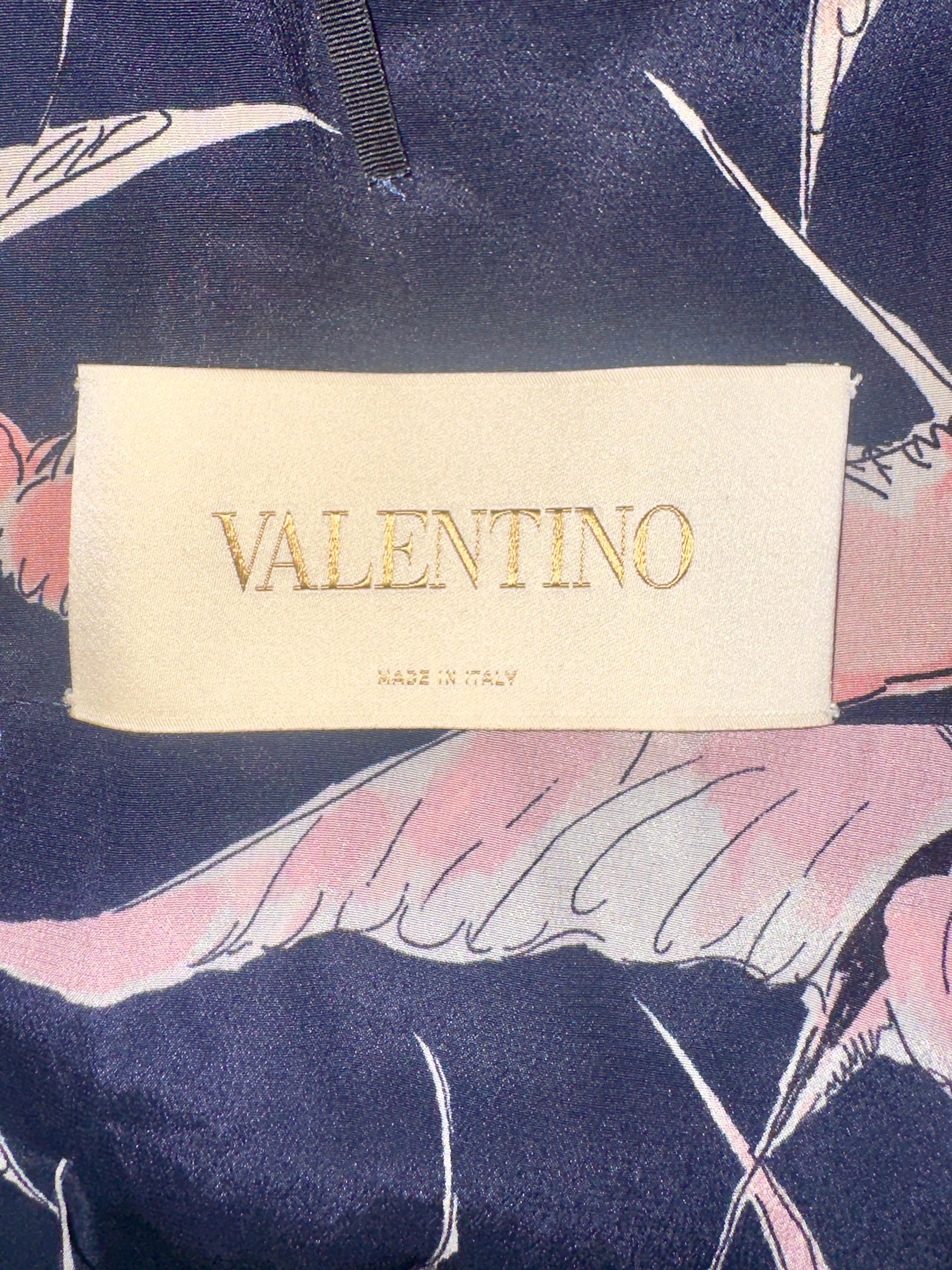 UNWORN Valentino Silk Tropical Birds Print Cape Dress 8 For Sale 3