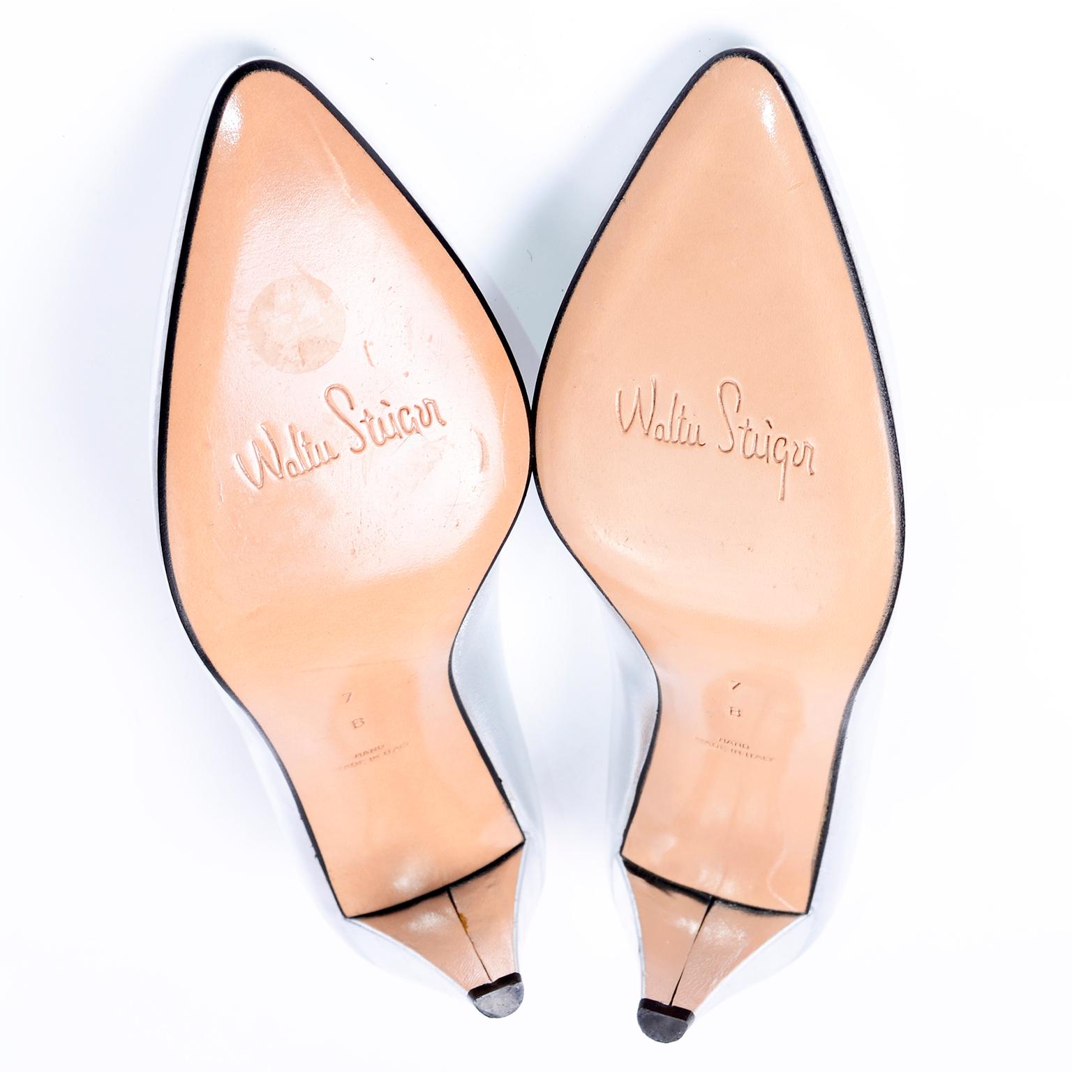 Walter Steiger Chaussures vintage à talons argentés métalliques avec talons de 7,6 cm, jamais portées Taille 7 en vente 5