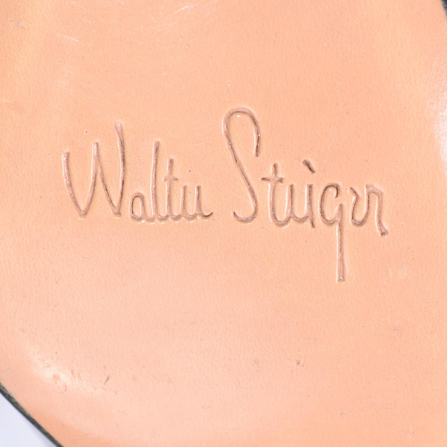 Ungetragene Walter Steiger Vintage Silber Metallic Schuhe W 3 Zoll Heels Größe 7 im Angebot 3