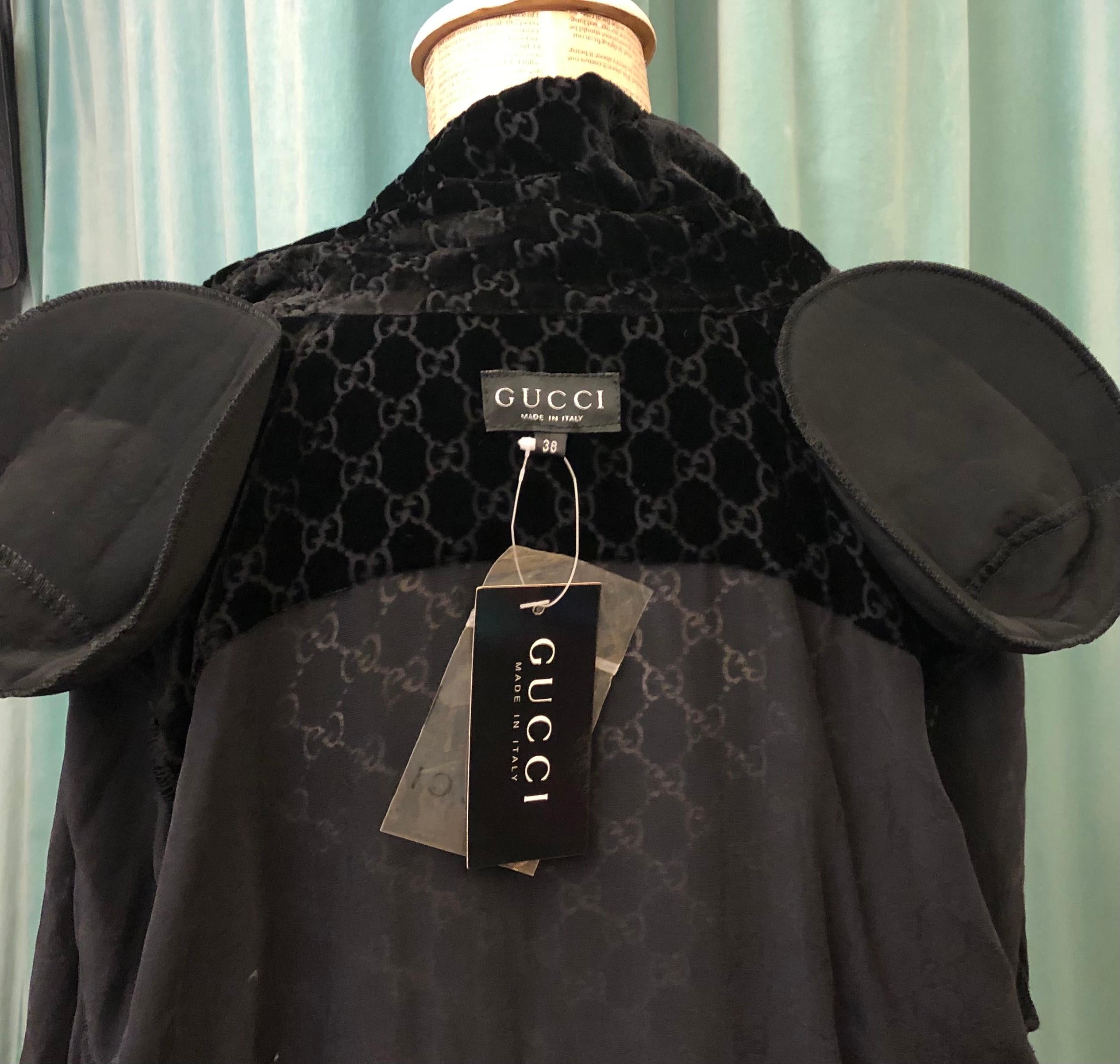 Unworn with original tag 1997 Gucci by Tom Ford velvet “GG” logo shirt  2
