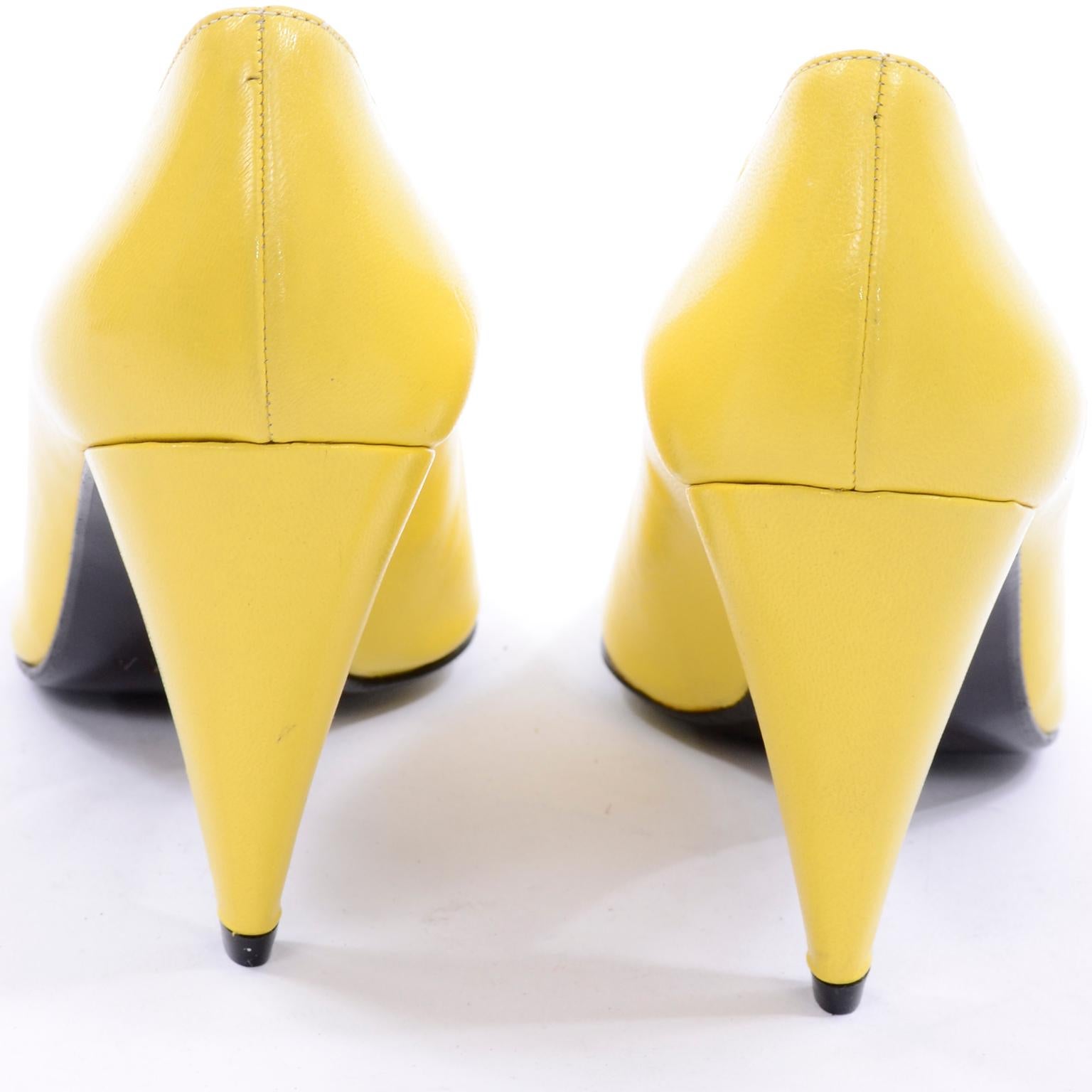 Beige Unworn Yellow Escada Vintage Shoes With Peep Toe Cutwork and heels in Size 7.5