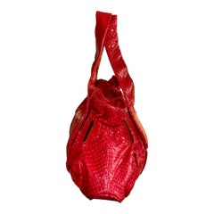 UNWORN Zagliani Cranberry Color Exotic Snake Skin Shoulder Bag
