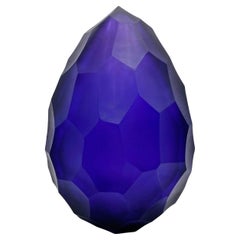 Uovo Diamante Multi-Facetten Blau Skulptur