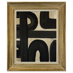Up And Down by Murray Duncan, mix media on board, vintage frame