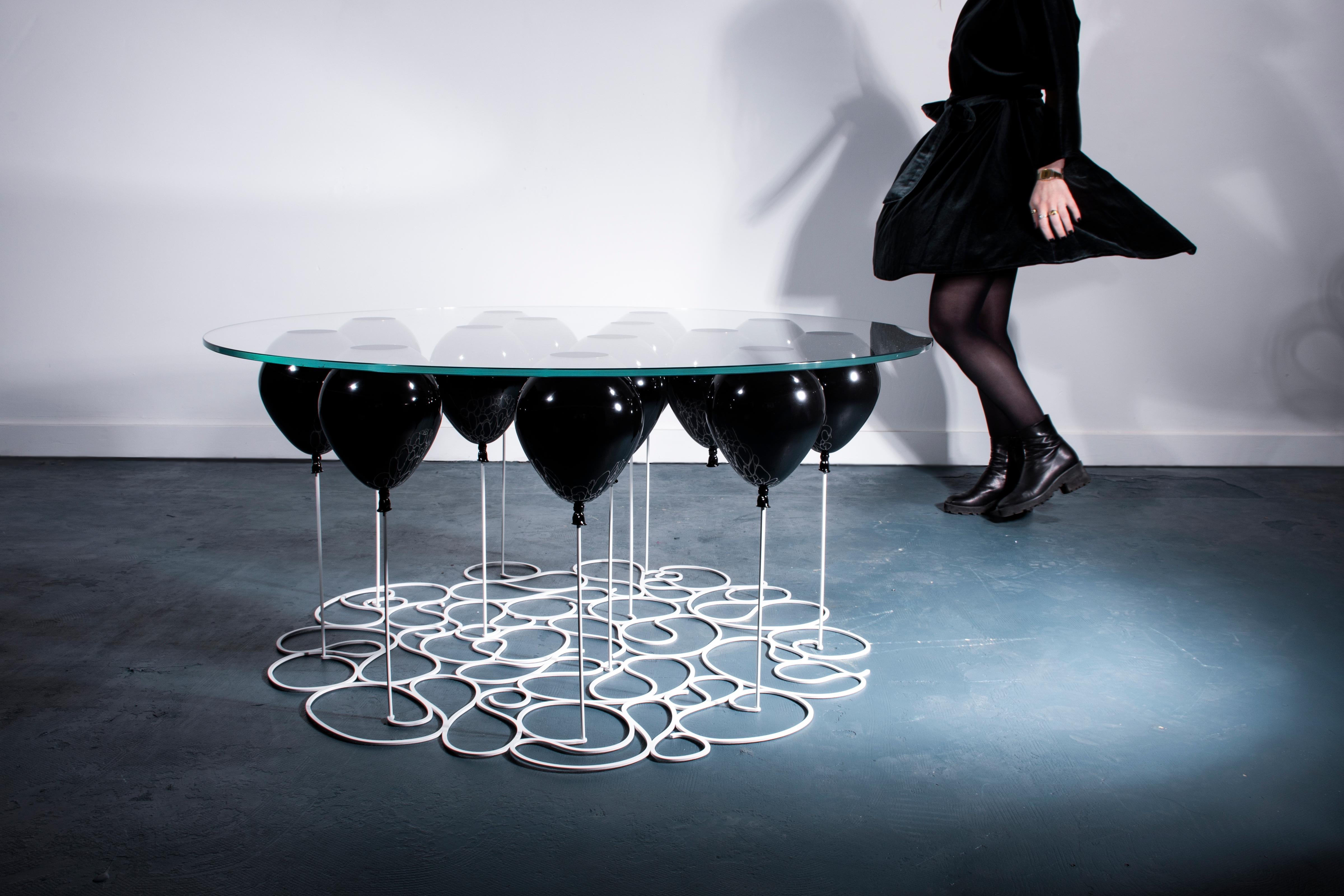 British Modern Up! Balloon Round Coffee Table, Black For Sale