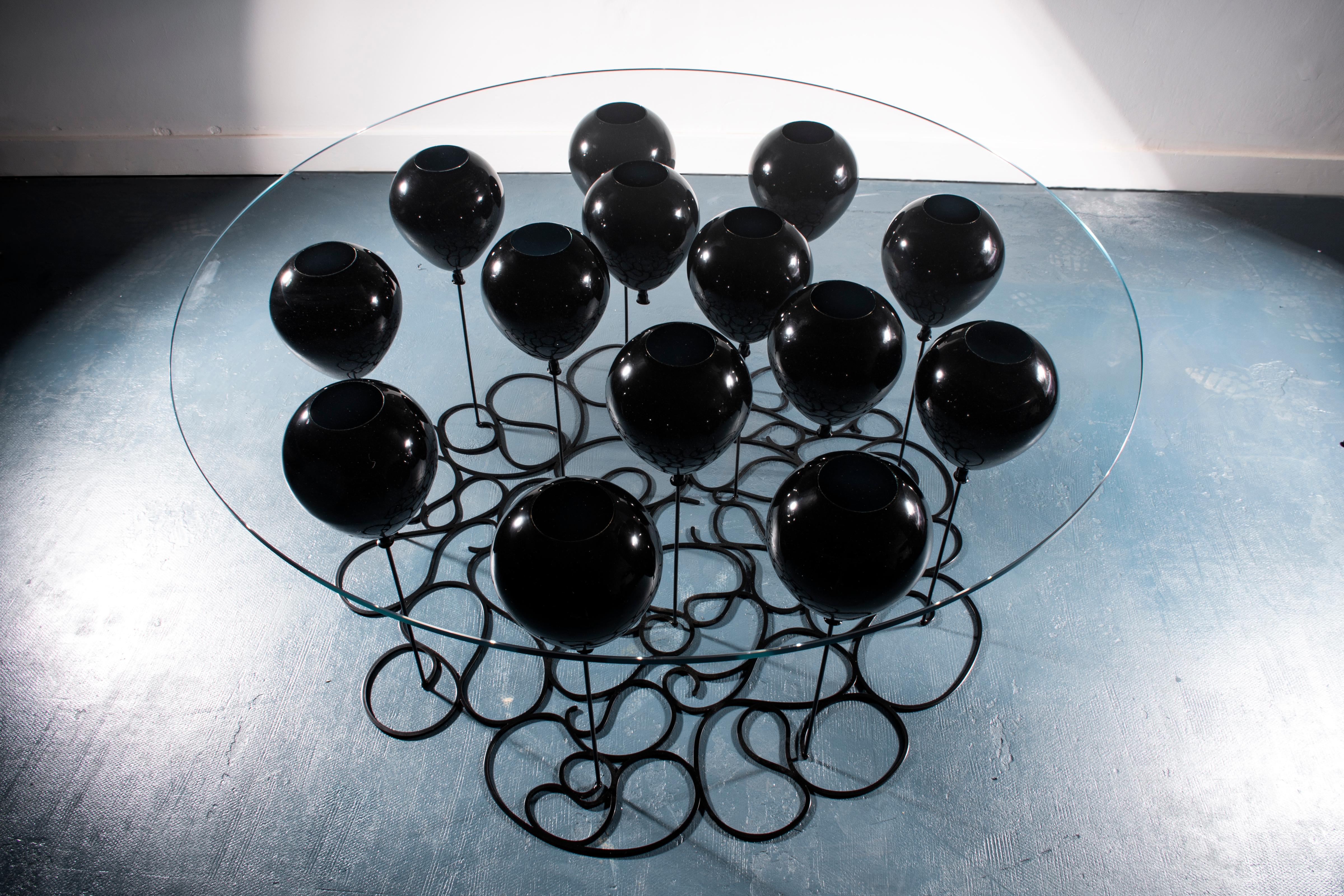 Contemporary Modern Up! Balloon Round Coffee Table, Black For Sale