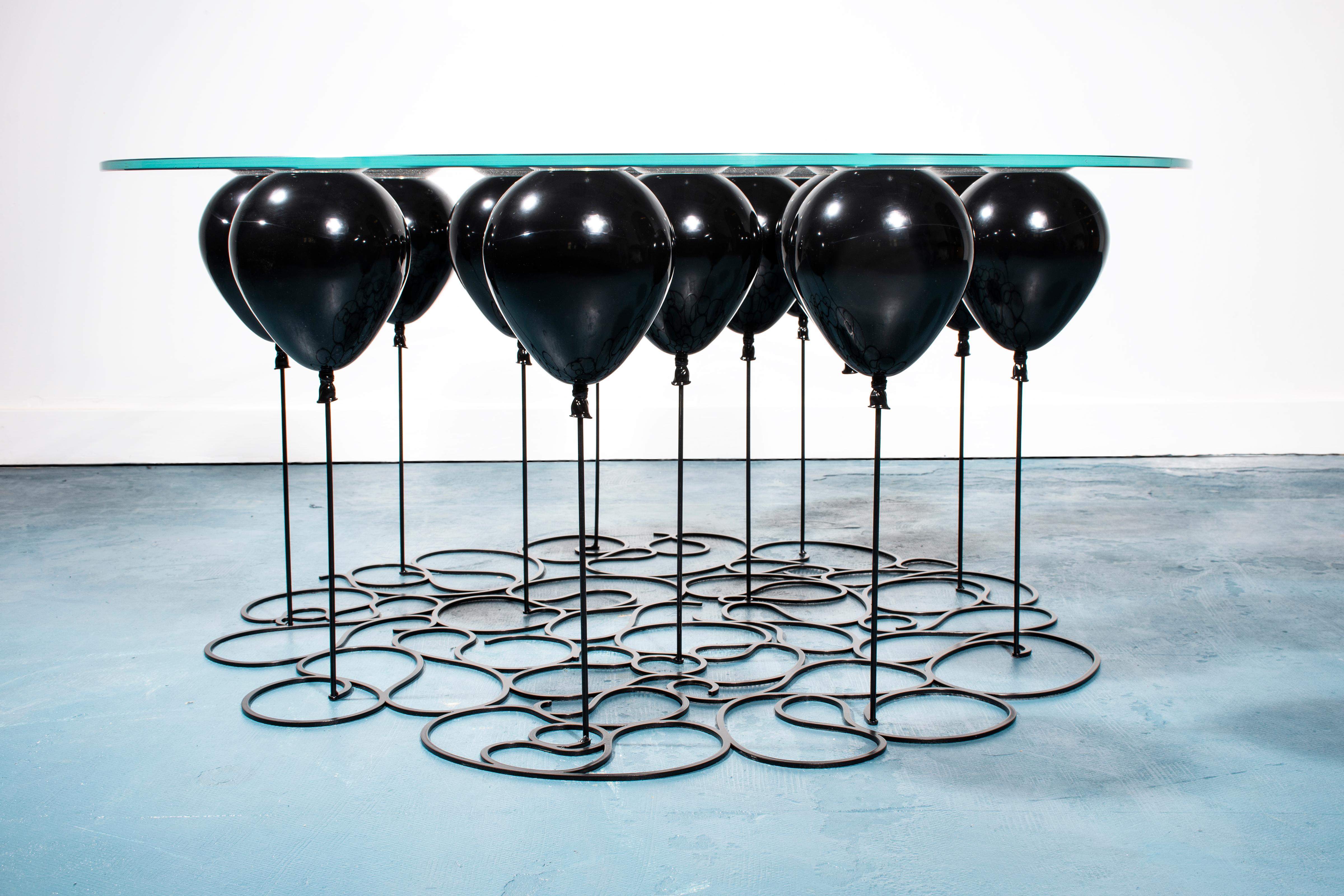 Modern Up! Balloon Round Coffee Table, Black For Sale 1