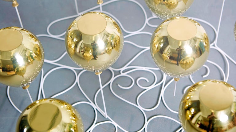 European Round Balloon Coffee Table, Gold For Sale