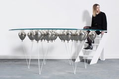 Modern Round Dining Table in Silver Finish