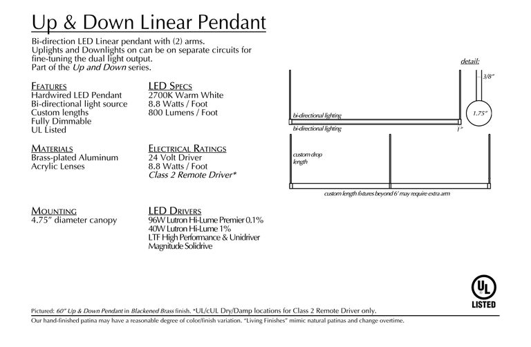 Customizable Up and Down Pendant Contemporary Minimal LED Linear ...