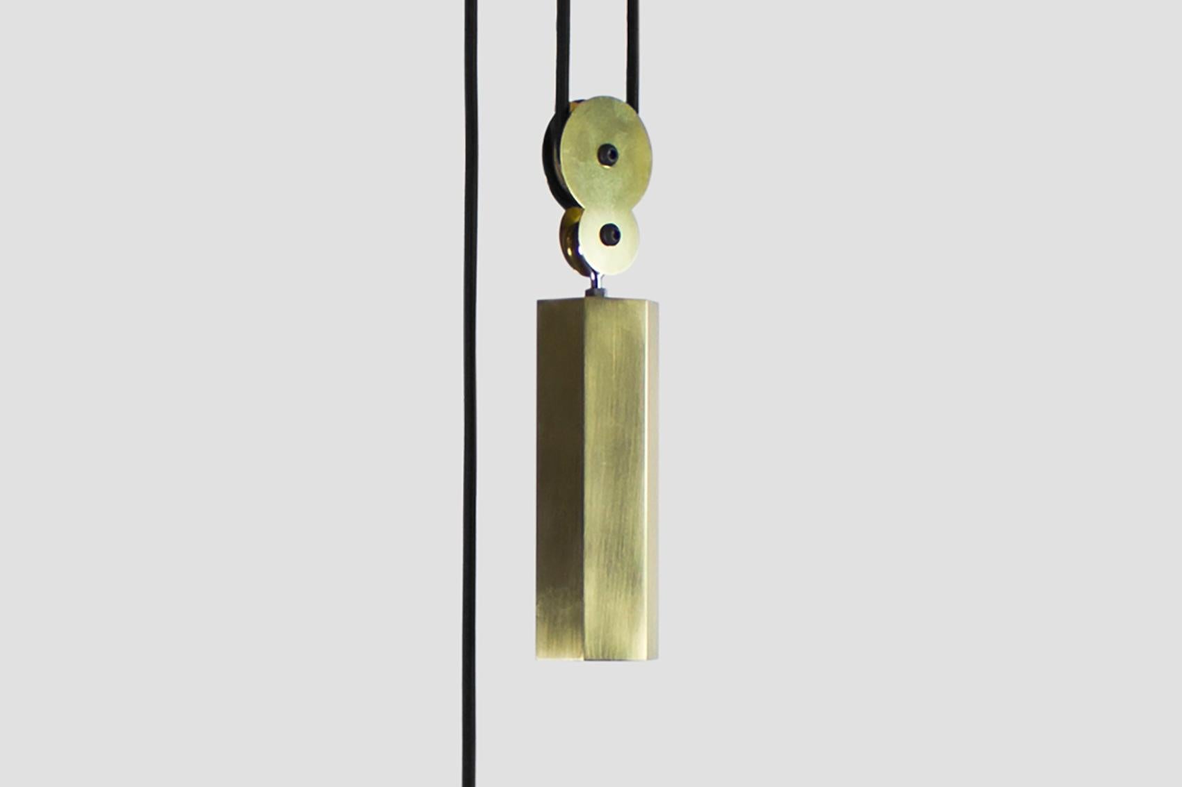 Up-Down light is a contemporary twist on the Classic Industrial age height adjustable pendant light.
A range of natural materials contrasted with simple geometric forms to create a light that mixes functionality with a bold design statement.
This