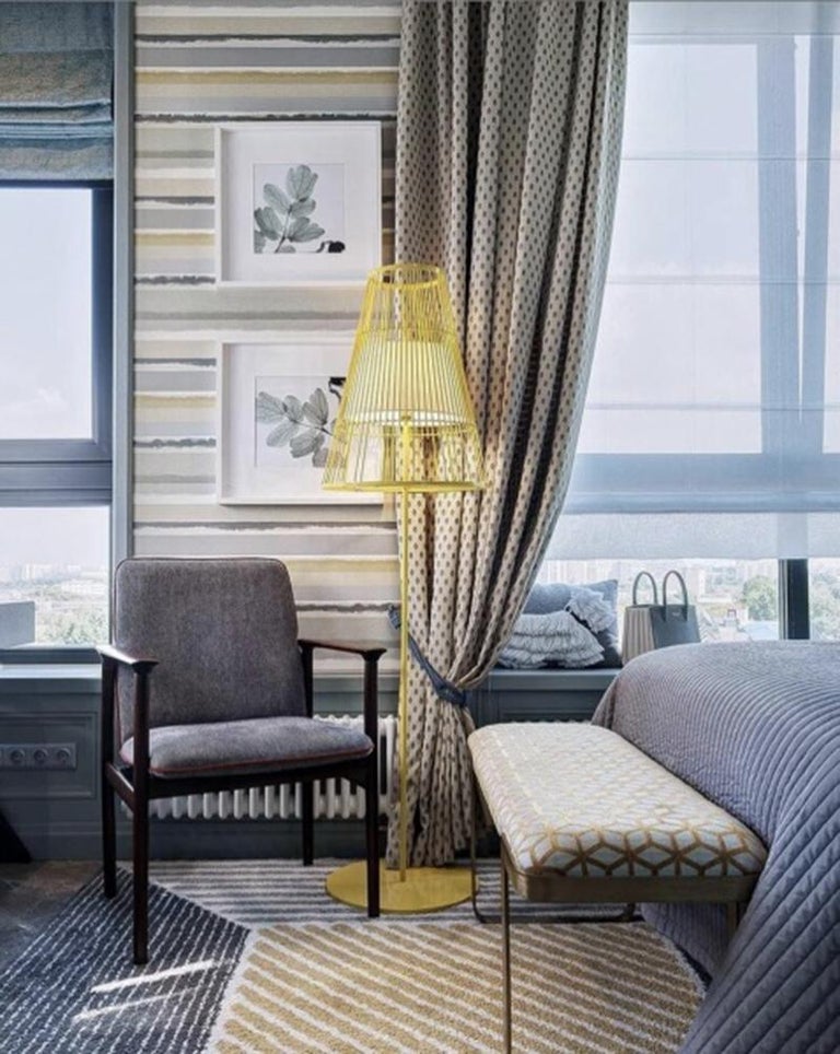 Contemporary Art Deco Inspired Up Floor Lamp Black Powder Coated