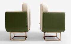 Up Green Brass &Fux Leather Chair