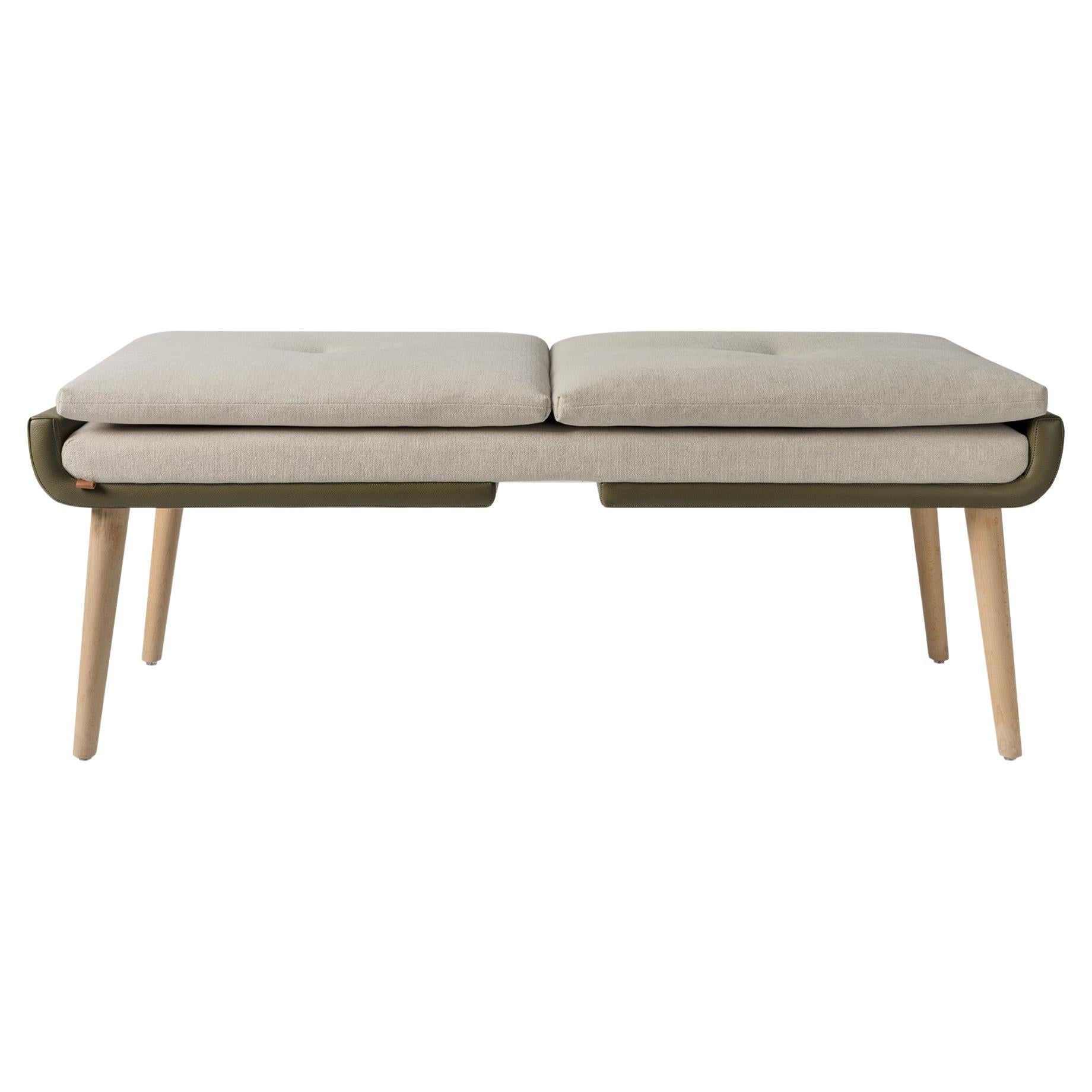 Up Green Faux Leather Bench