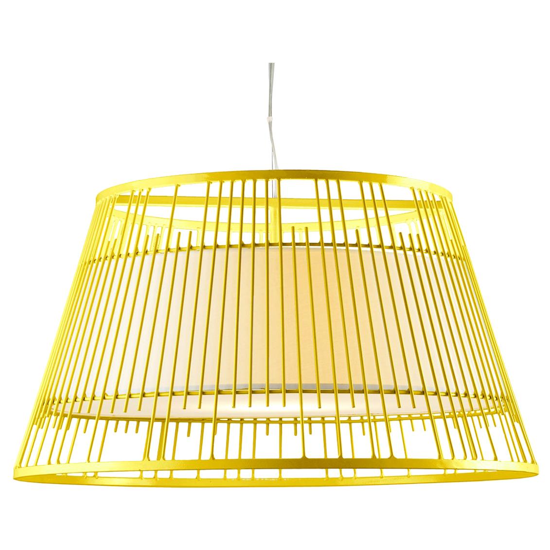 Contemporary Art Deco Inspired Up I Yellow Powder Coated Pendant Lamp For Sale