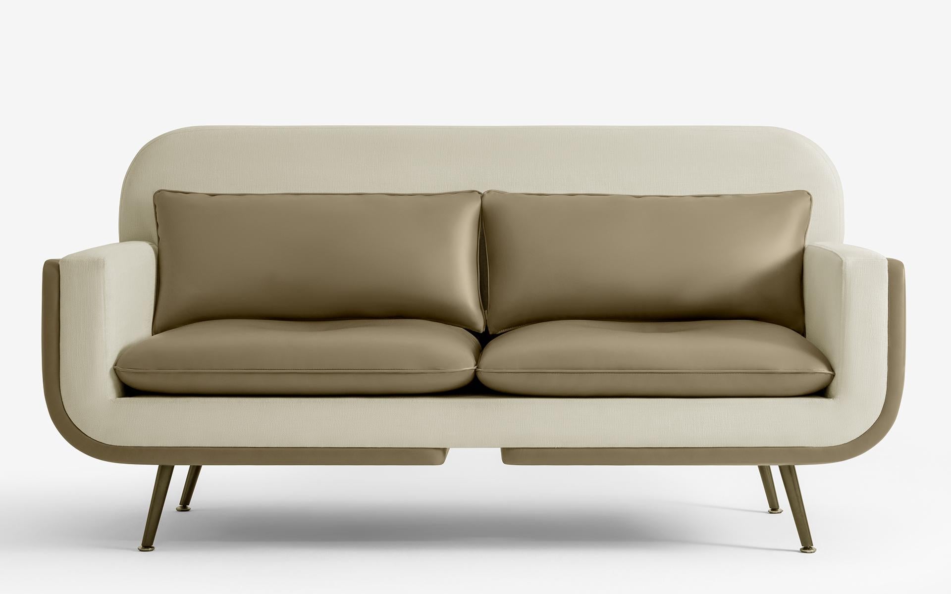 Up sofa by Lagu
Designed by Ufuk Ceylan
Dimensions: W 160 x D 80 x H 80 cm.
Materials: Faux Leather, Foam, Hardwood, Metal, Upholstery.

Designed to maximize both form and comfort, the Up two seater sofa will add a unique style to your space.
You