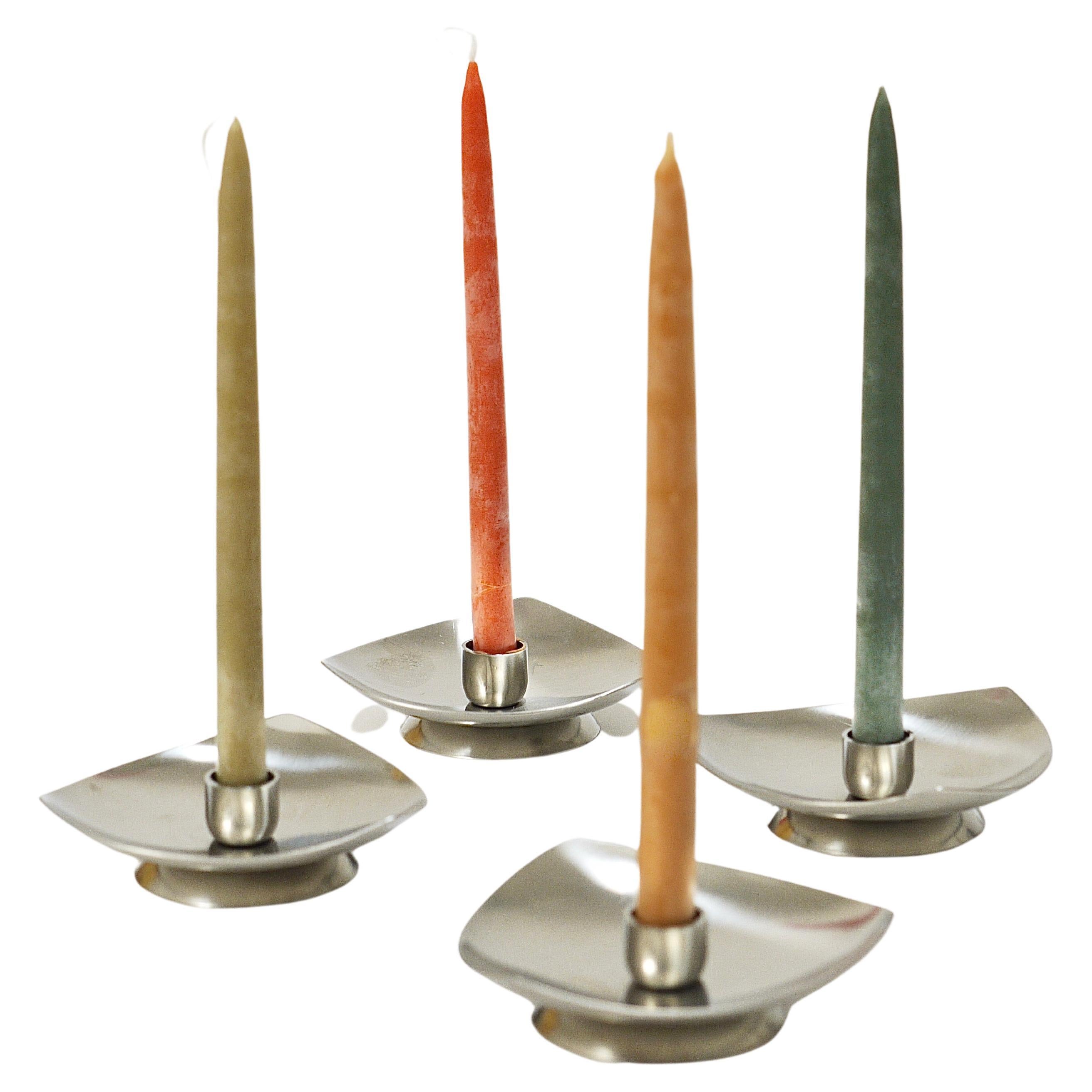 Up to 8 Arne Jacobsen Triangular Candle Holders by Stelton Denmark, 1960s For Sale