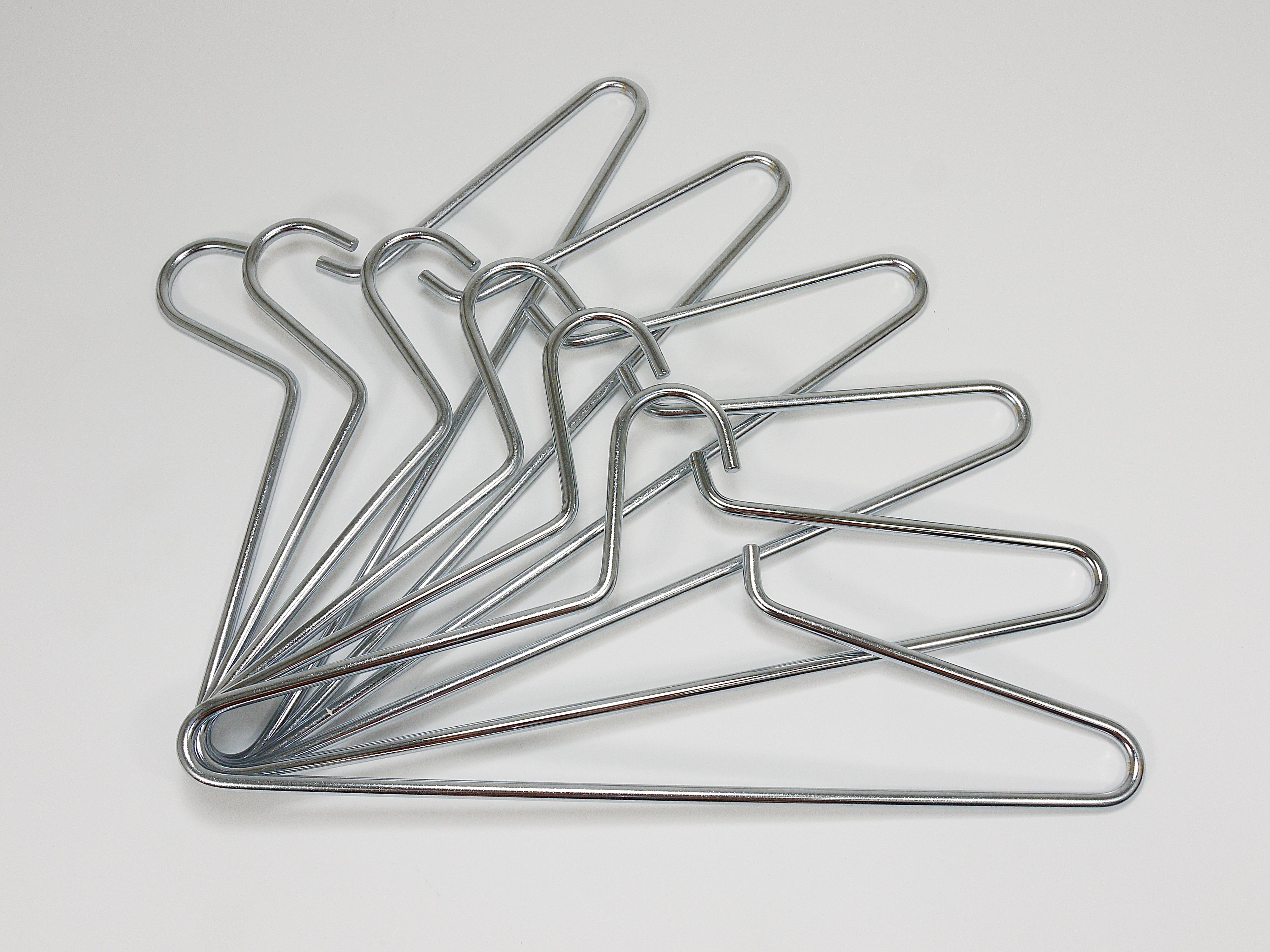 20th Century Up to 12 Austrian Modernist Solid Chrome-Plated Coat Hangers from the 1970s For Sale