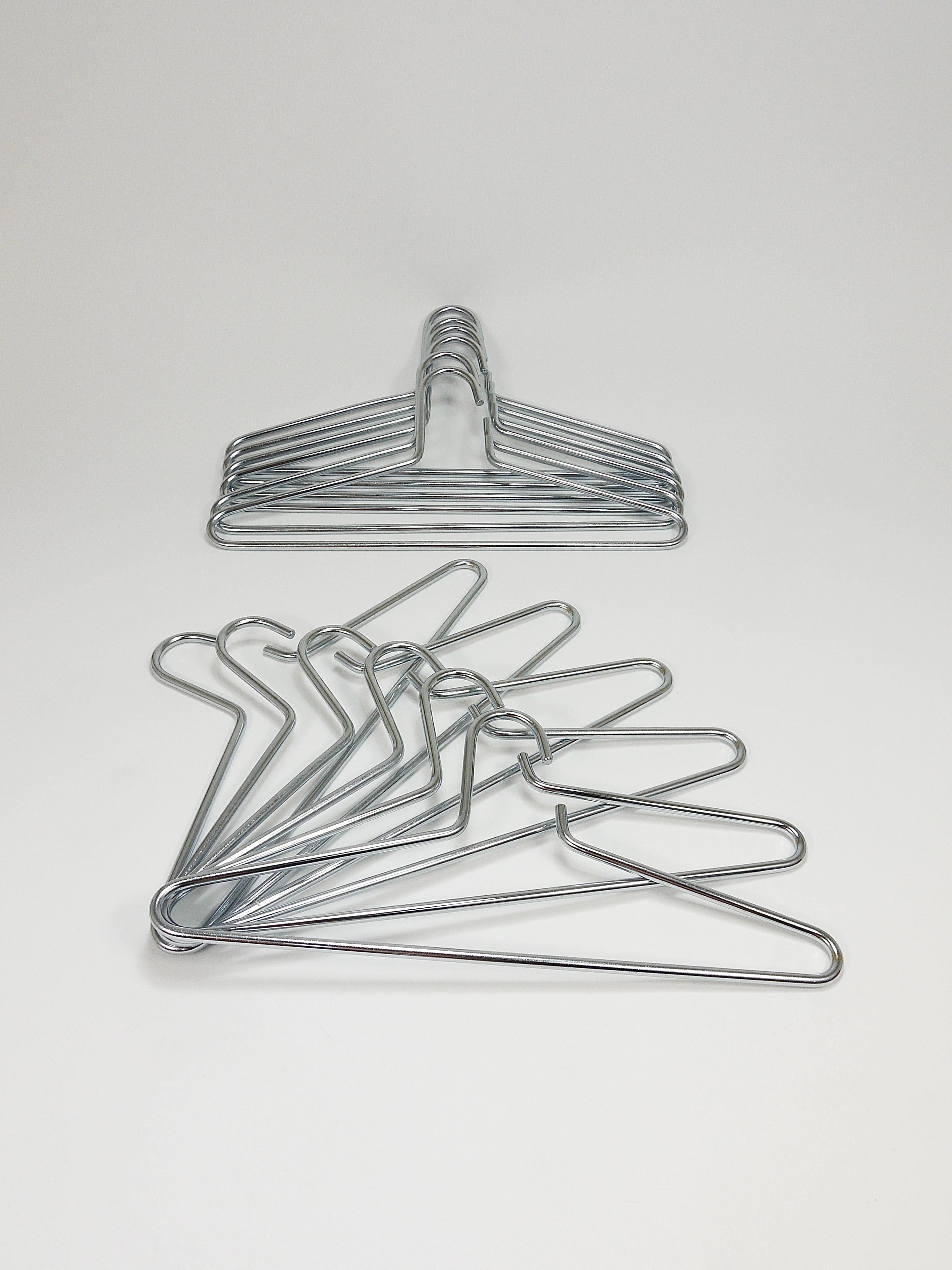 Metal Up to 12 Austrian Modernist Solid Chrome-Plated Coat Hangers from the 1970s For Sale