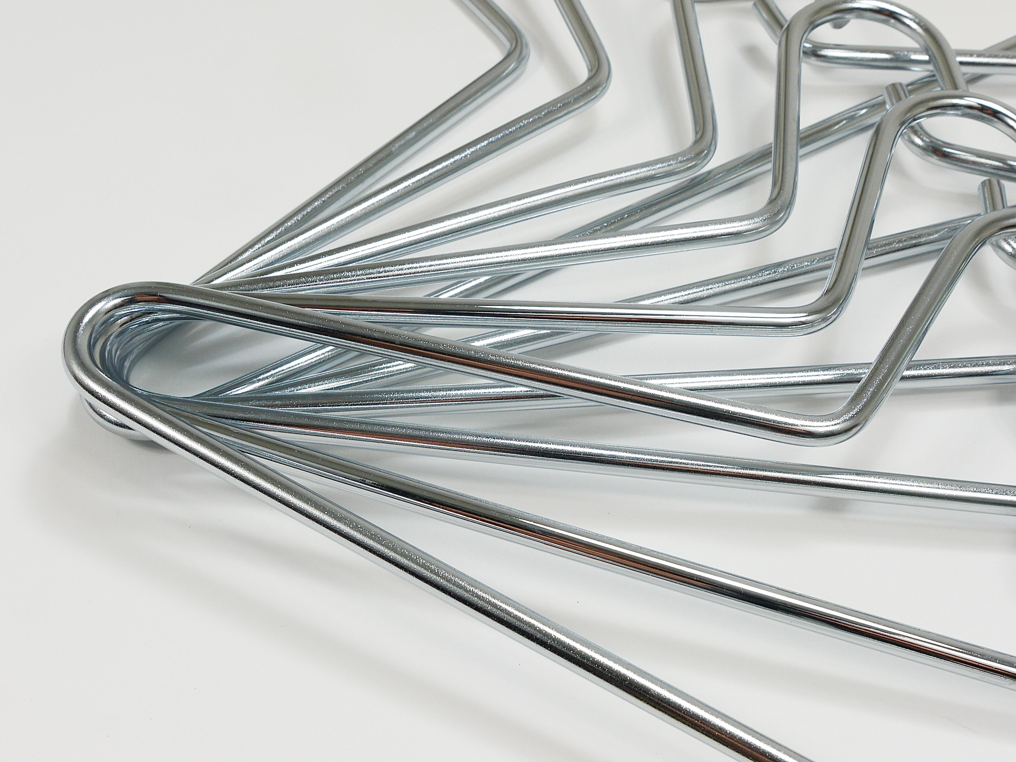 Up to 12 Austrian Modernist Solid Chrome-Plated Coat Hangers from the 1970s For Sale 1